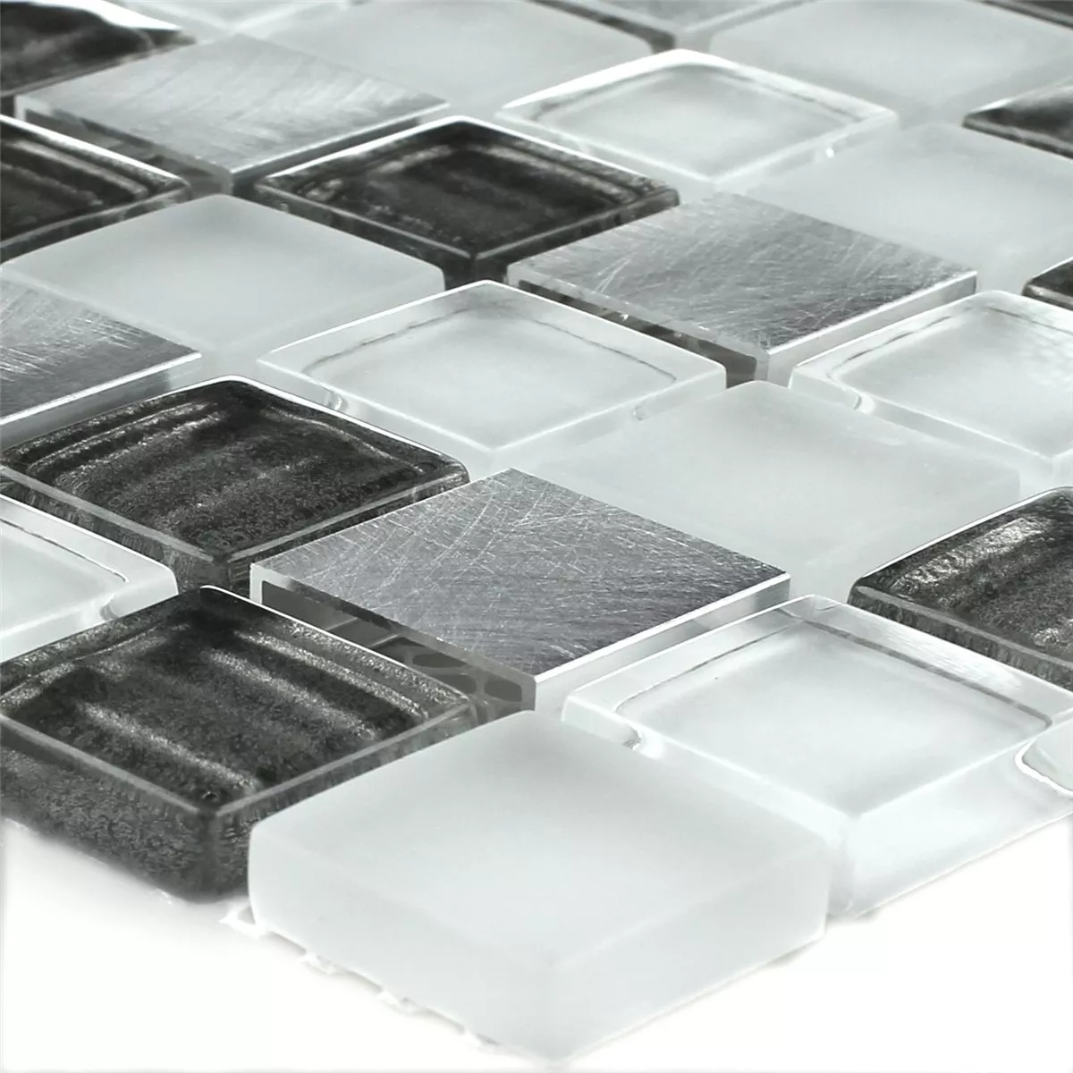 Prov Aluminium Glasmosaik Silver Grå