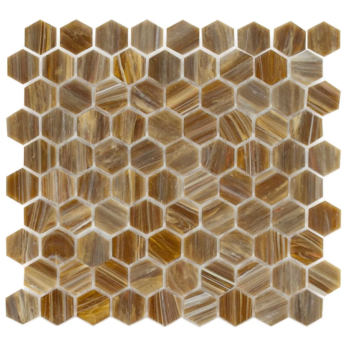 Glasmosaik Plattor Trend-Vi Hexagon 282 Brons Brun