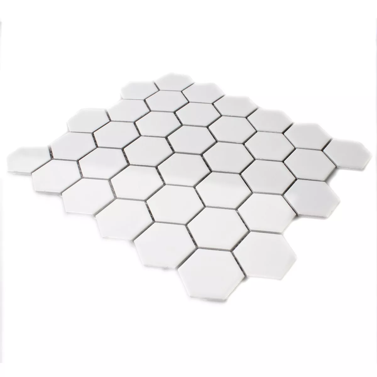 Mosaik Keramik Hexagon Vit Glänsande
