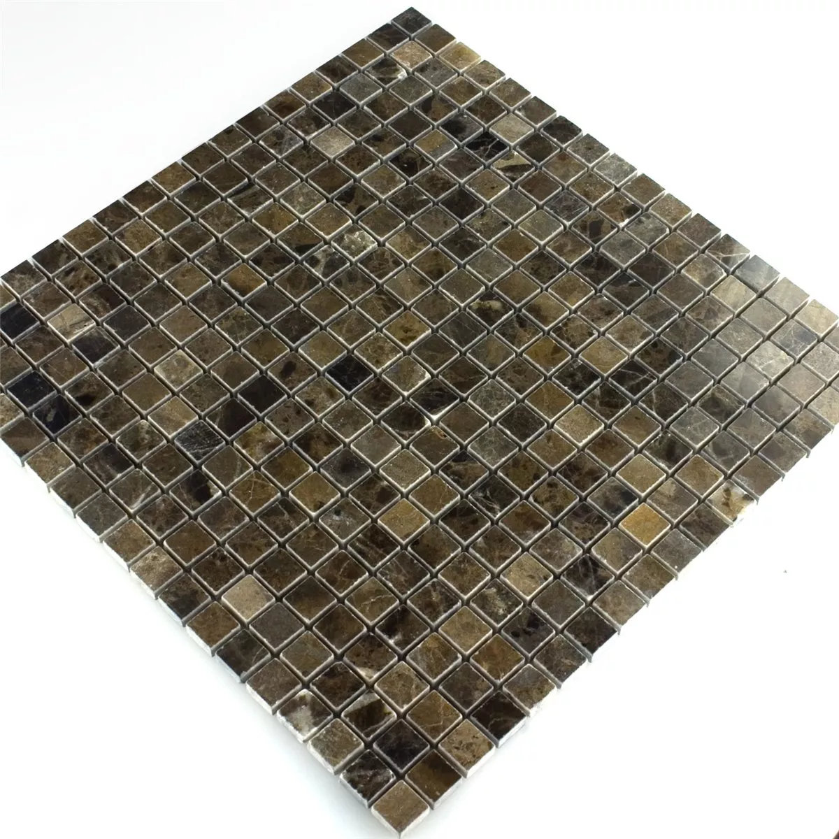 Mosaik Marmor Brun Polerad 15x15x7,5mm