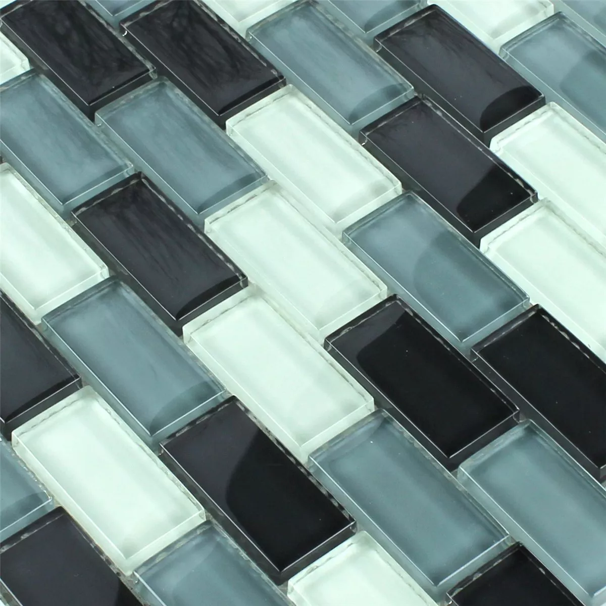 Prov Mosaik Glas Crystal Brick Grå Mix