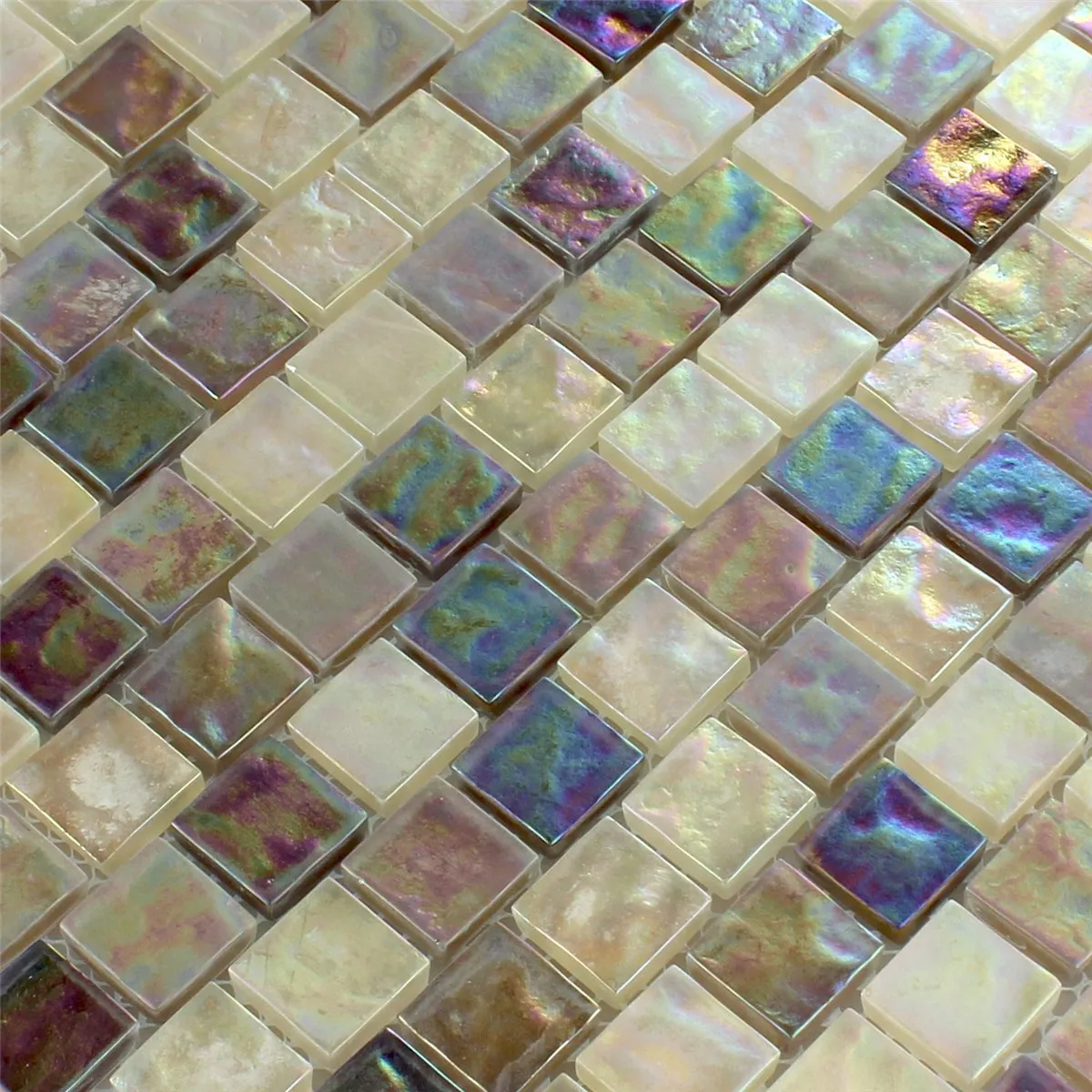Prov Mosaik Glas Pärlemor Effekt Grädde
