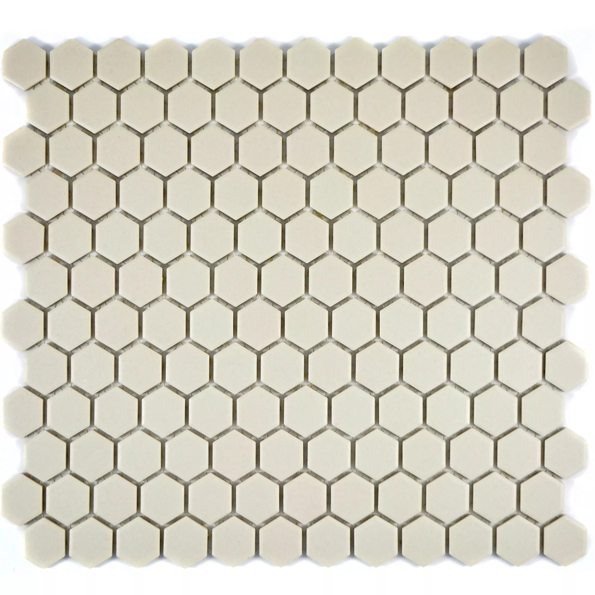 Prov Keramik Mosaik Hexagon Zeinal Oglaserad Ljusbeige R10B