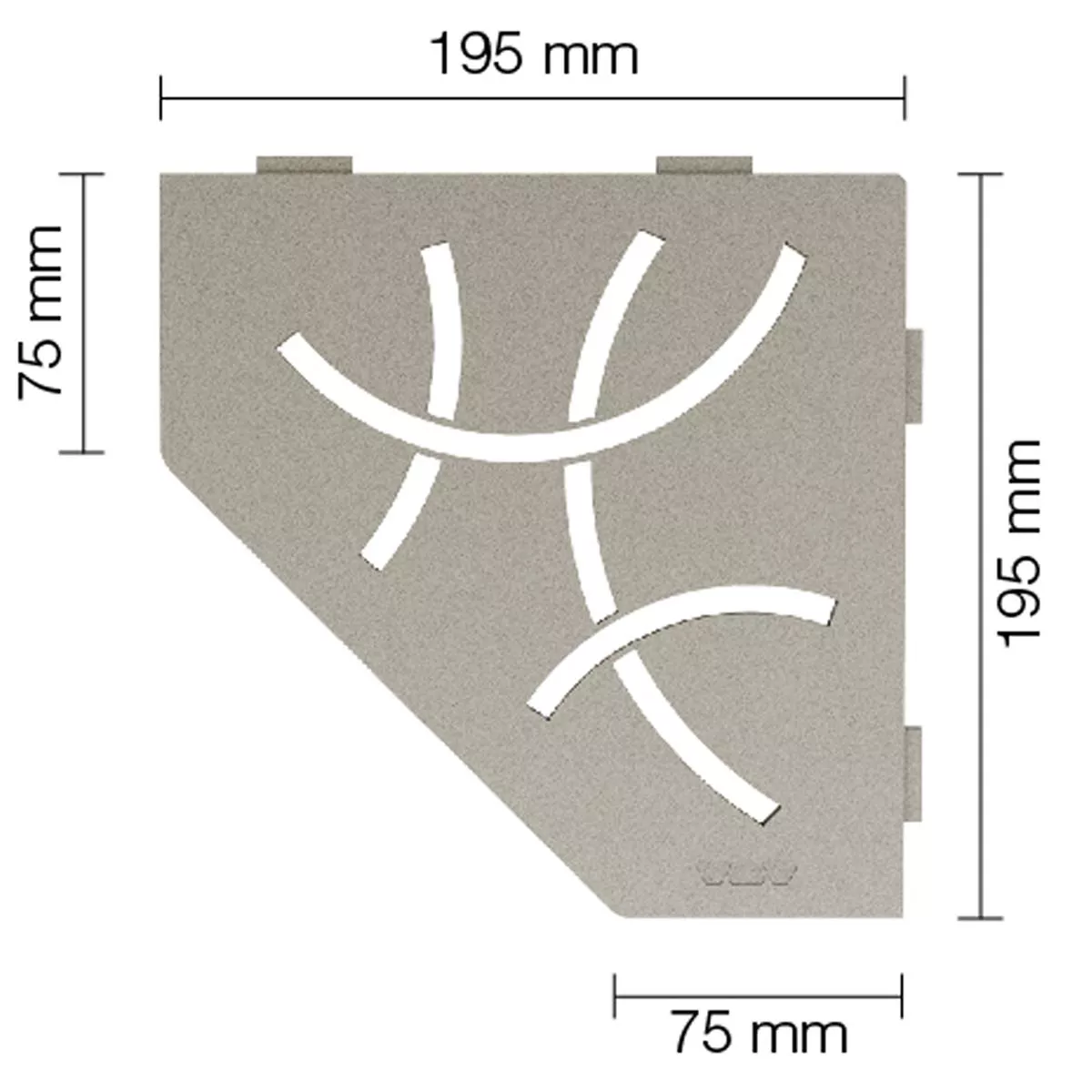 Vägghylla duschhylla Schlüter 5-hörnig 19,5x19,5cm Curve