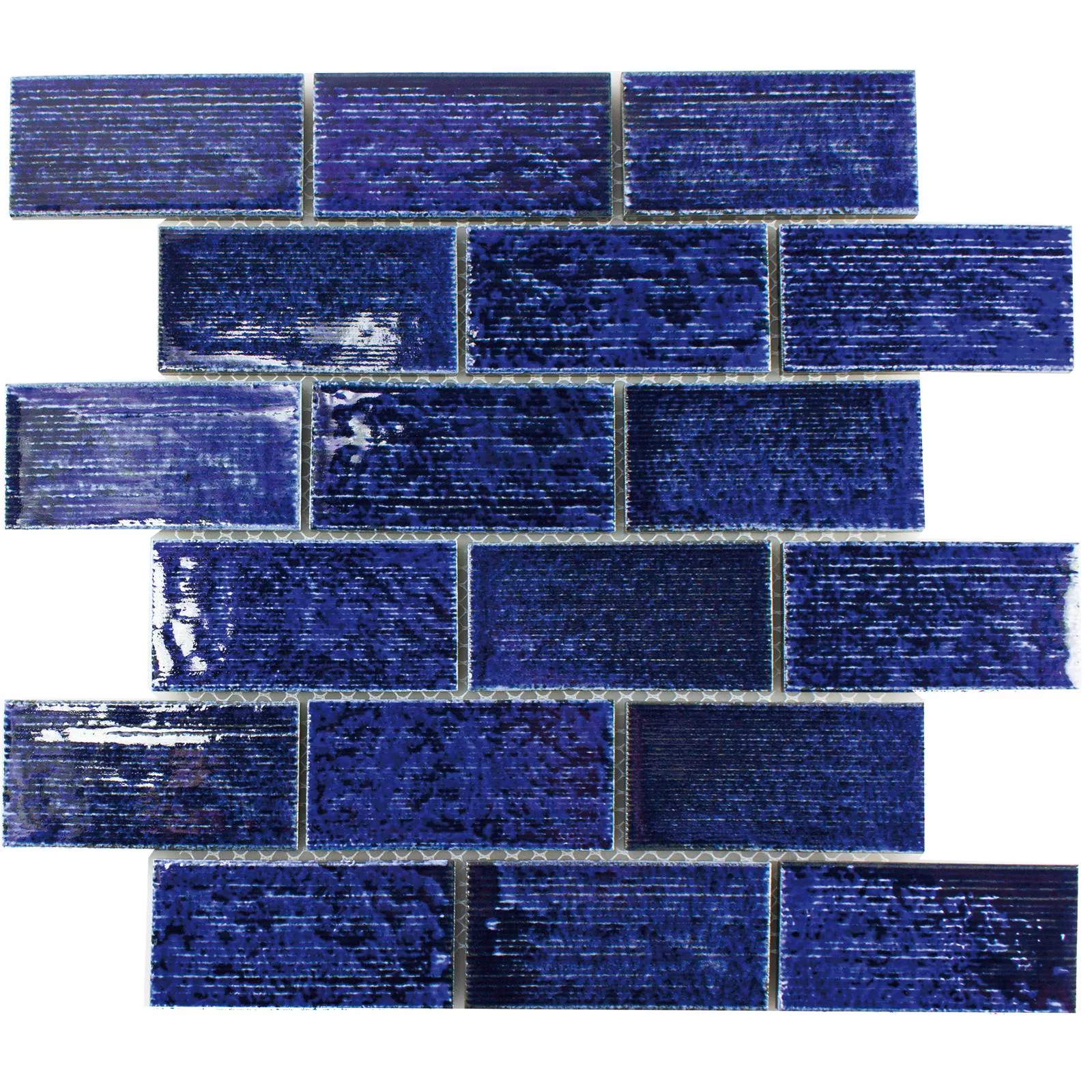 Prov Keramik Mosaik Bangor Glänsande Blå Rektangel