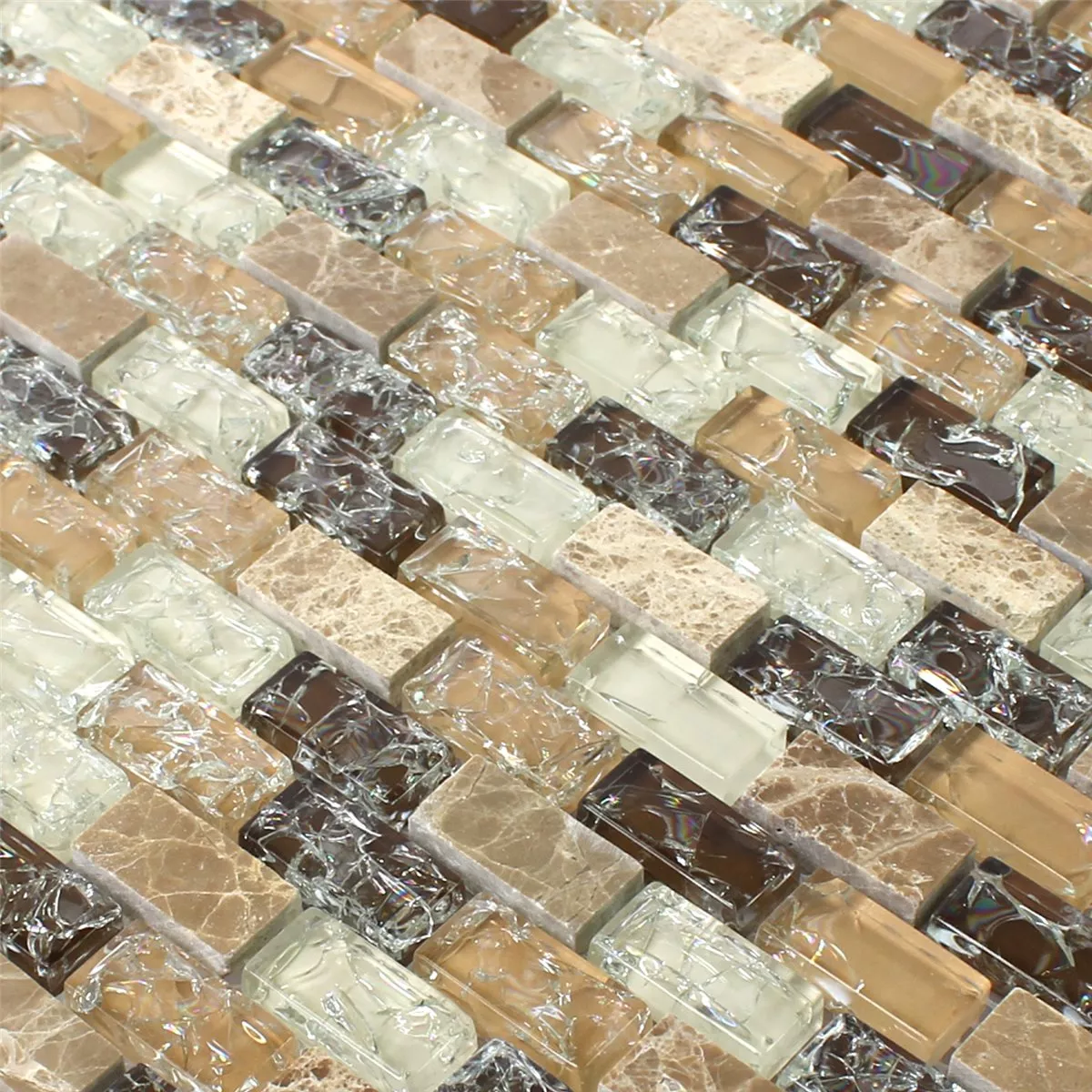 Prov Glasmosaik Natursten Krossat Glas Bricks Emperador