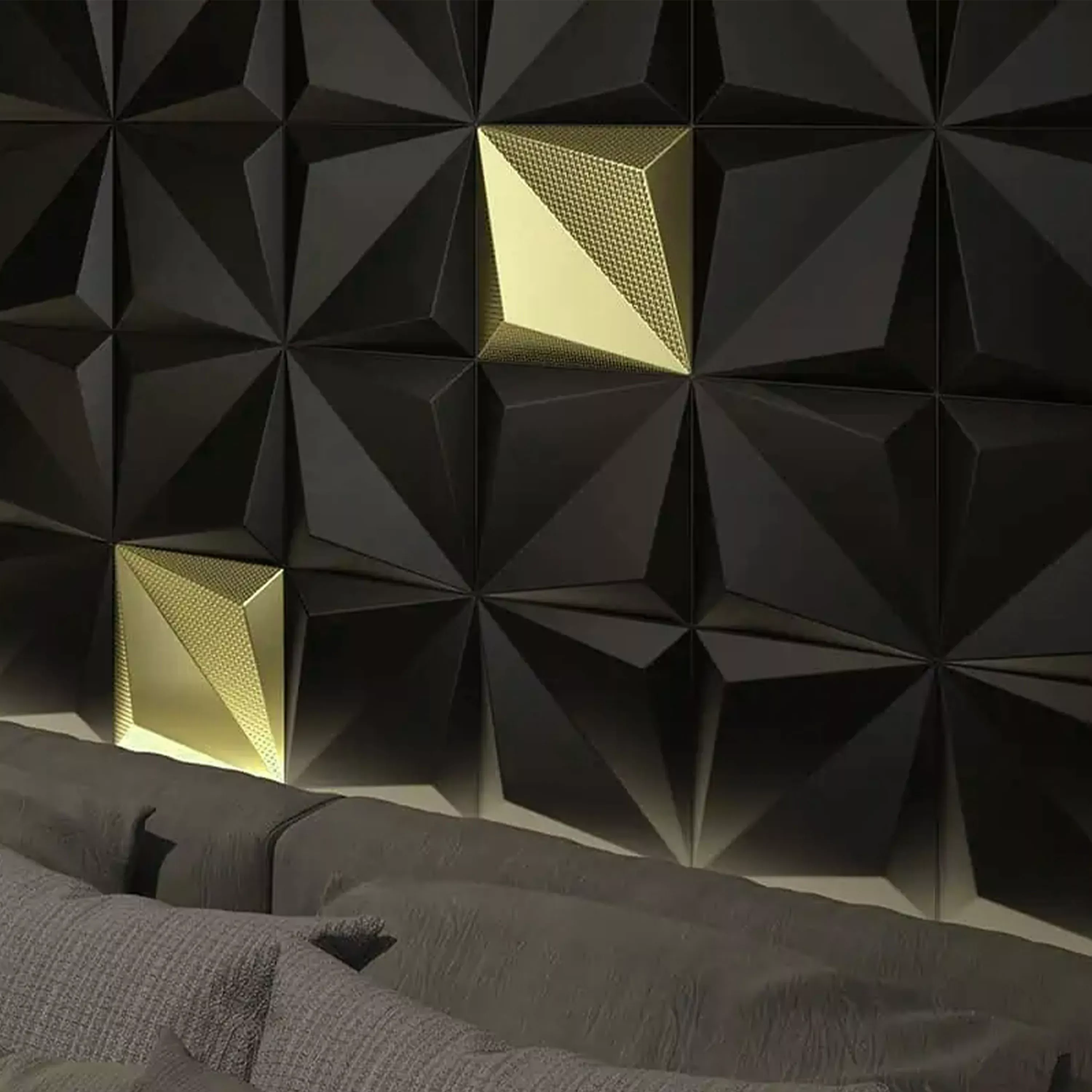 Kakel Skyline 3D Origami Exklusiv Strukturerad Guld