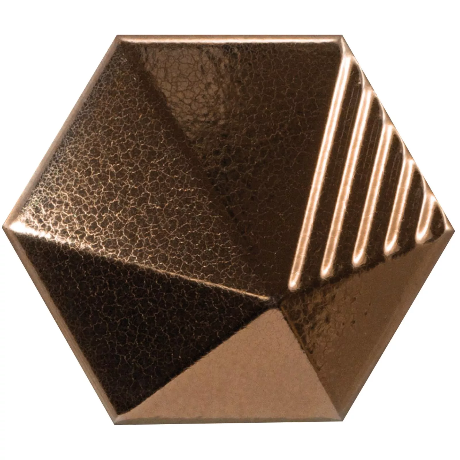 Kakel Rockford 3D Hexagon 12,4x10,7cm Koppar