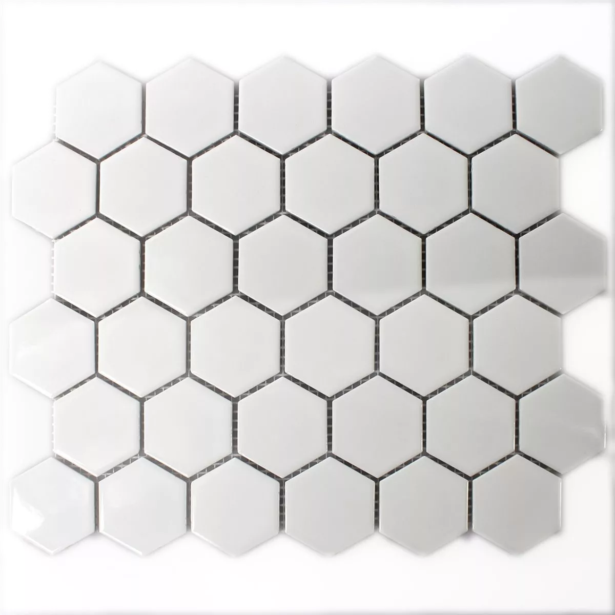 Prov Mosaik Keramik Hexagon Vit Glänsande