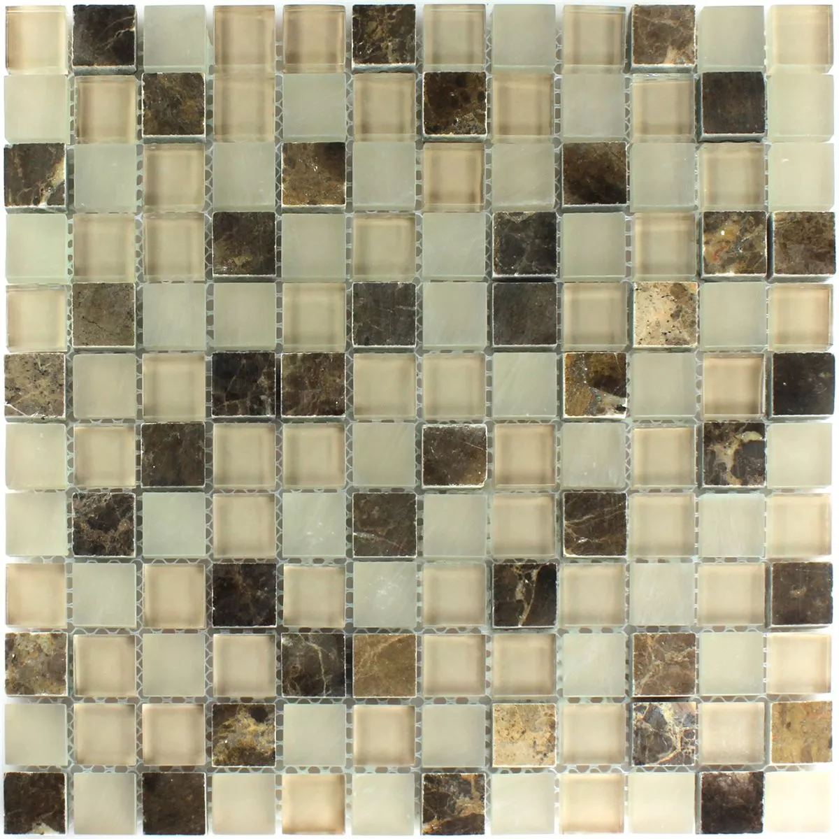 Mosaik Glas Marmor Quebeck Brun 23x23x8mm