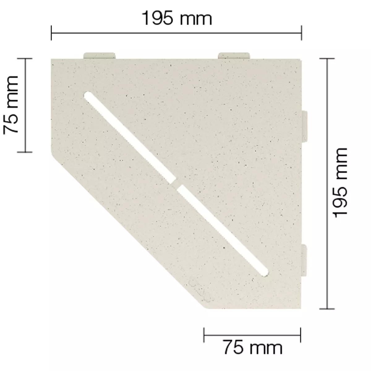 Vägghylla duschhylla Schlüter 5-hörnig 19,5x19,5cm rent elfenben