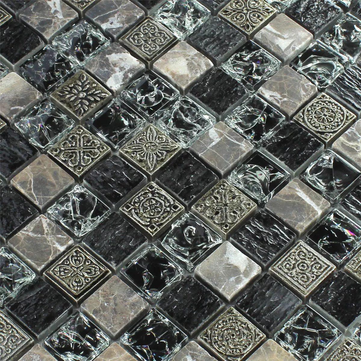 Mosaik Glas Marmor Effekt Svart