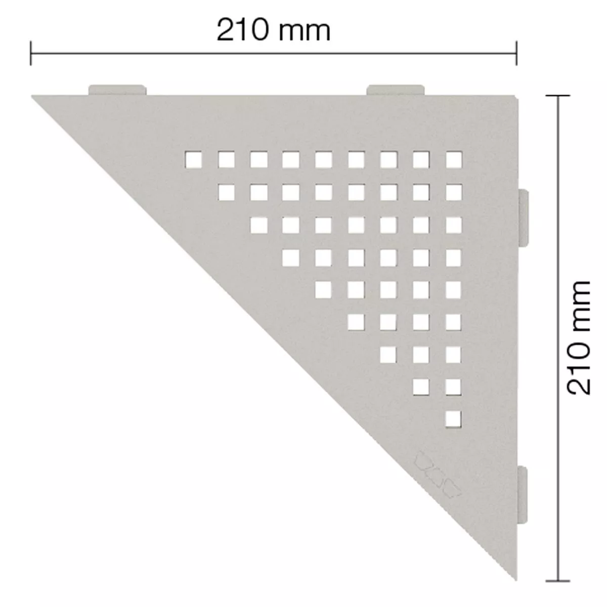Vägghylla duschhylla Schlüter triangel 21x21cm kvadratisk beige