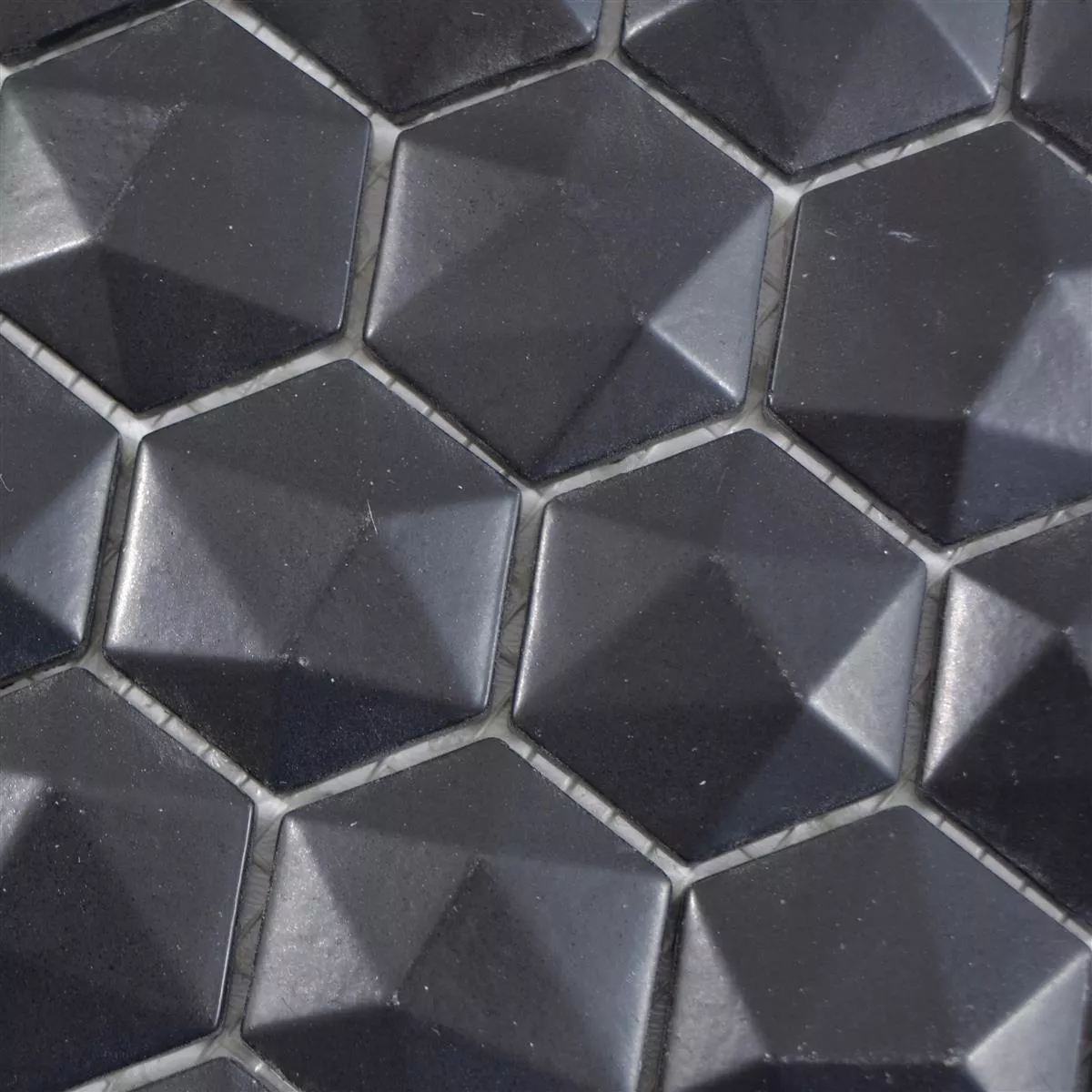 Glasmosaik Plattor Benevento Hexagon 3D Svart