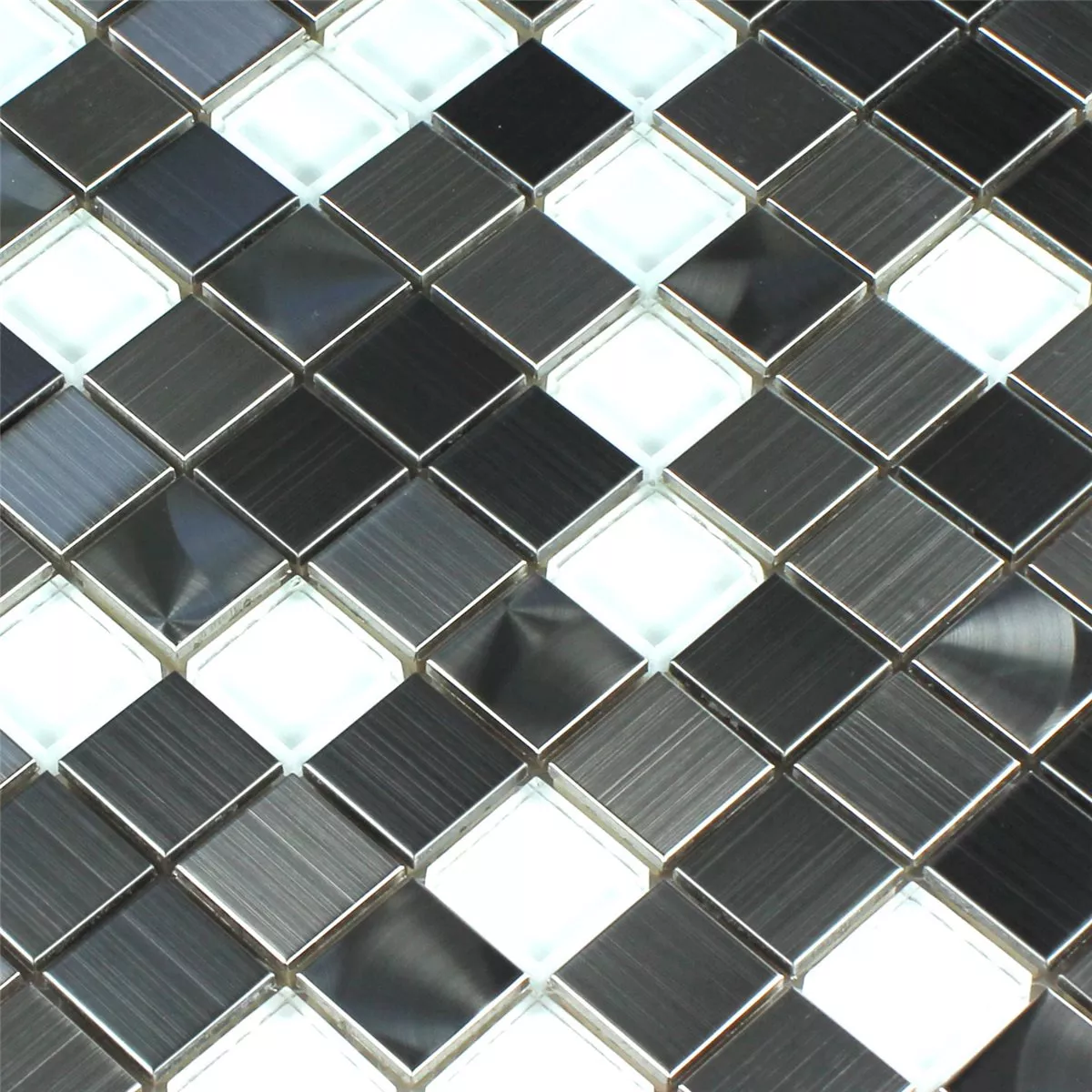 Mosaik Rostfritt Stål Glas Vit Silver