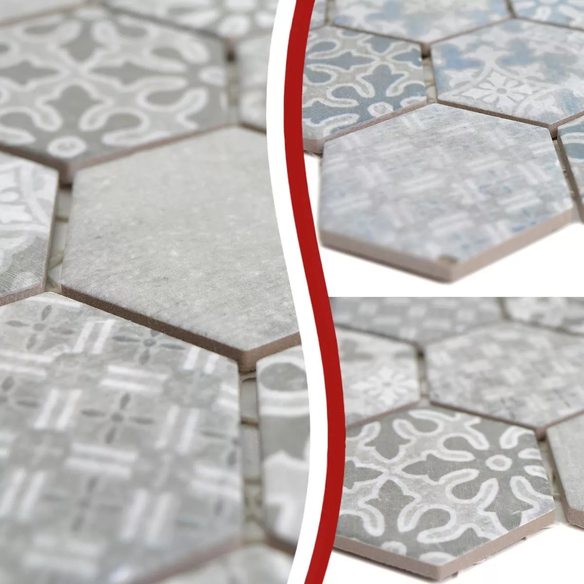 Prov Keramikmosaik Retro Plattor Lawinia Hexagon