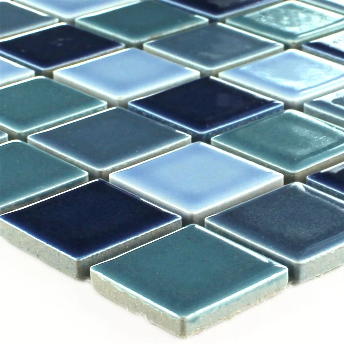 Mosaik Keramik Blå Mix Glänsande