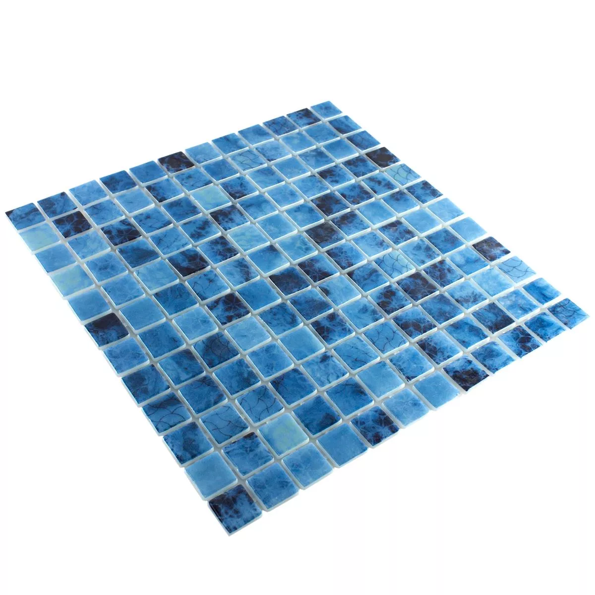 Glas Swimmingpool Mosaik Baltic Blå 25x25mm