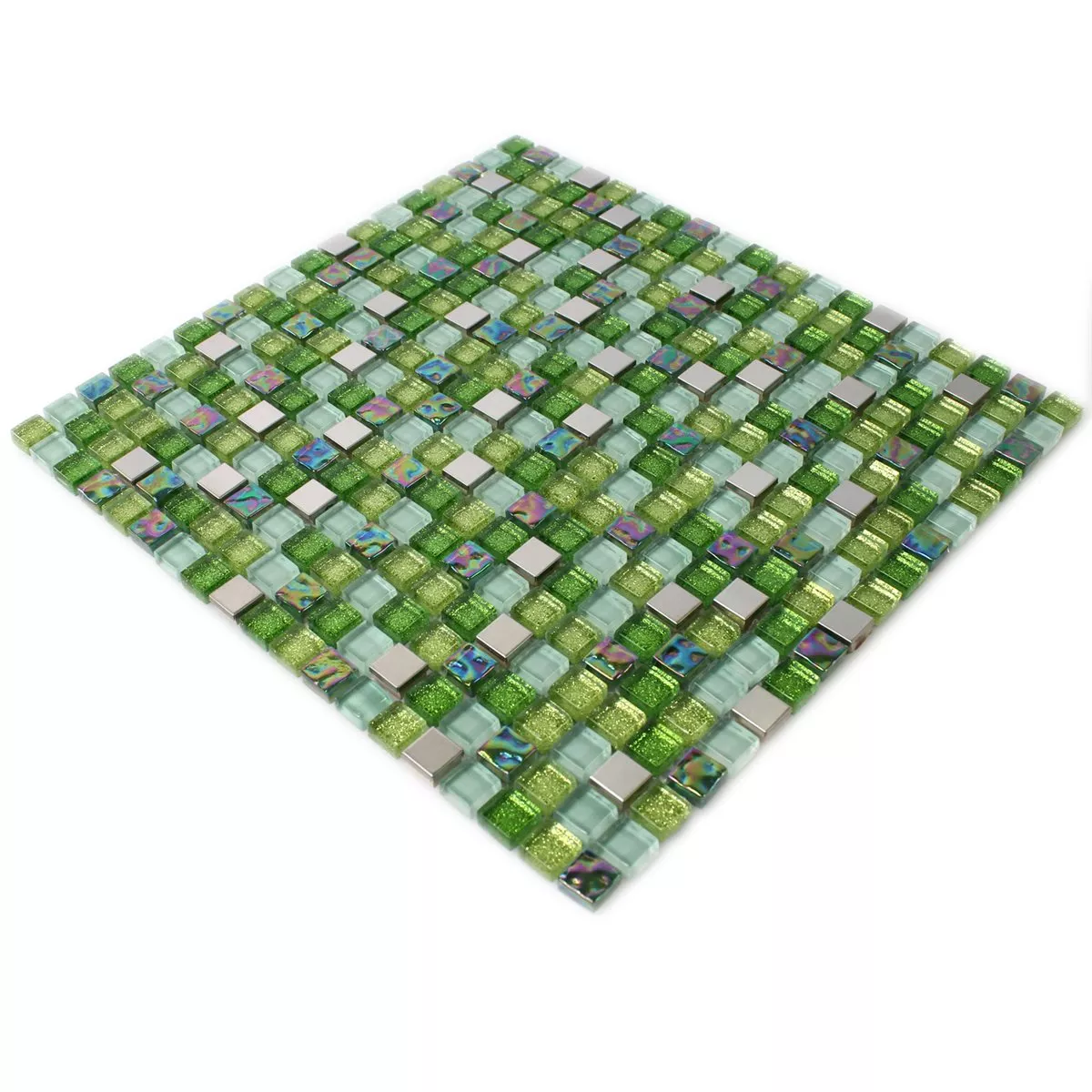 Mosaik Glas Rostfritt Stål Grön Mix