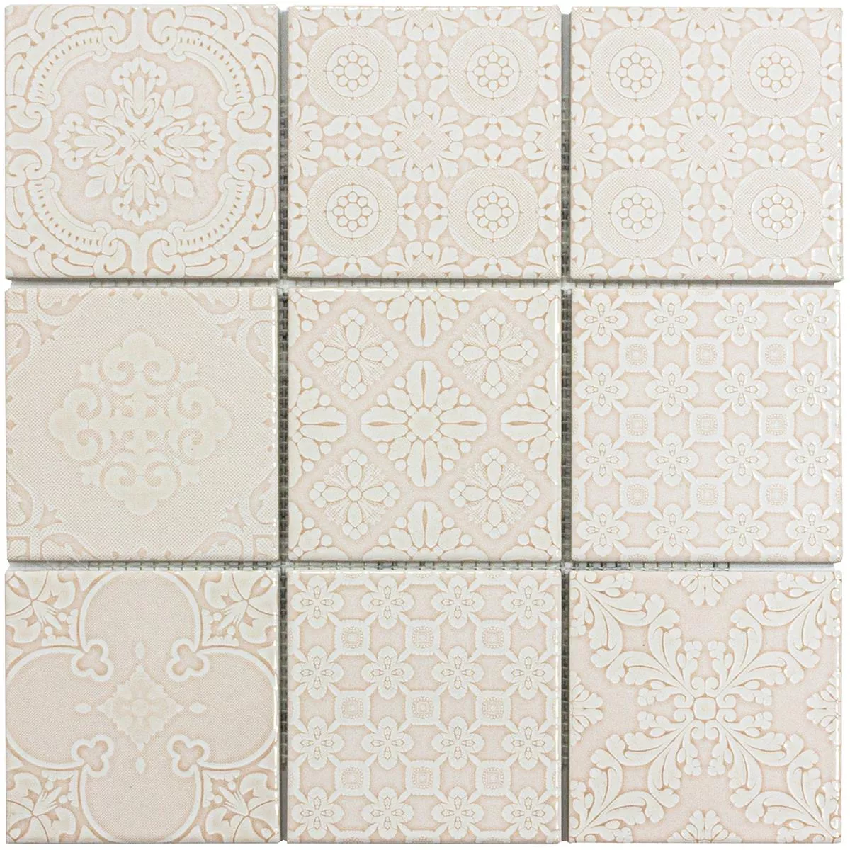 Keramik Mosaik Rivabella Relief Rosa