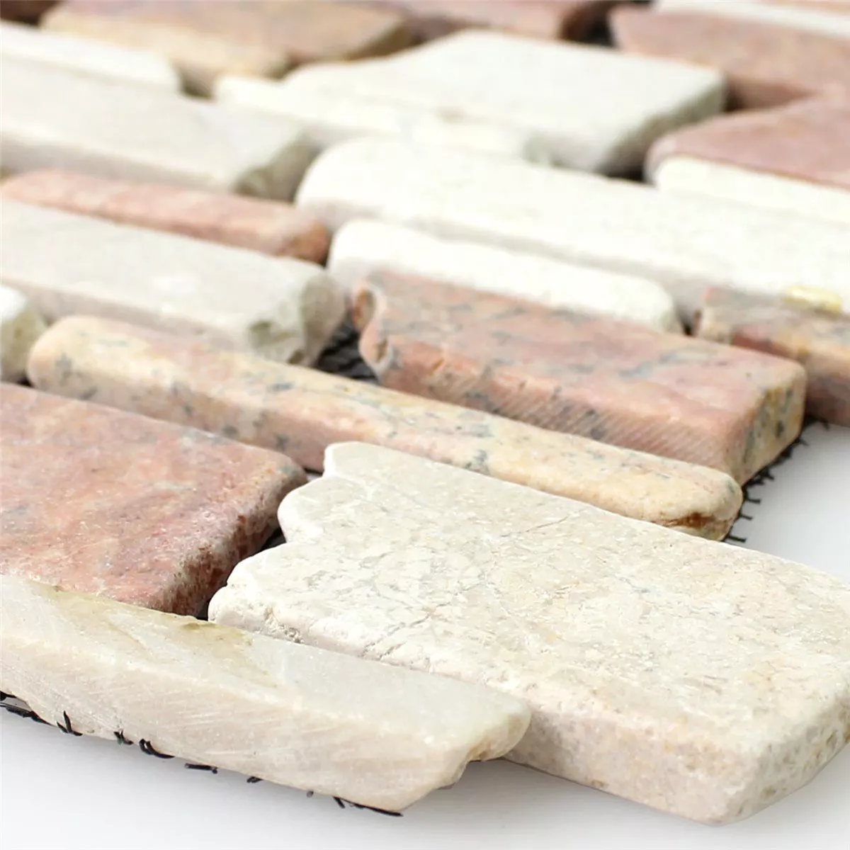Prov Mosaik Marmor Natursten Brick Biancone Rosso