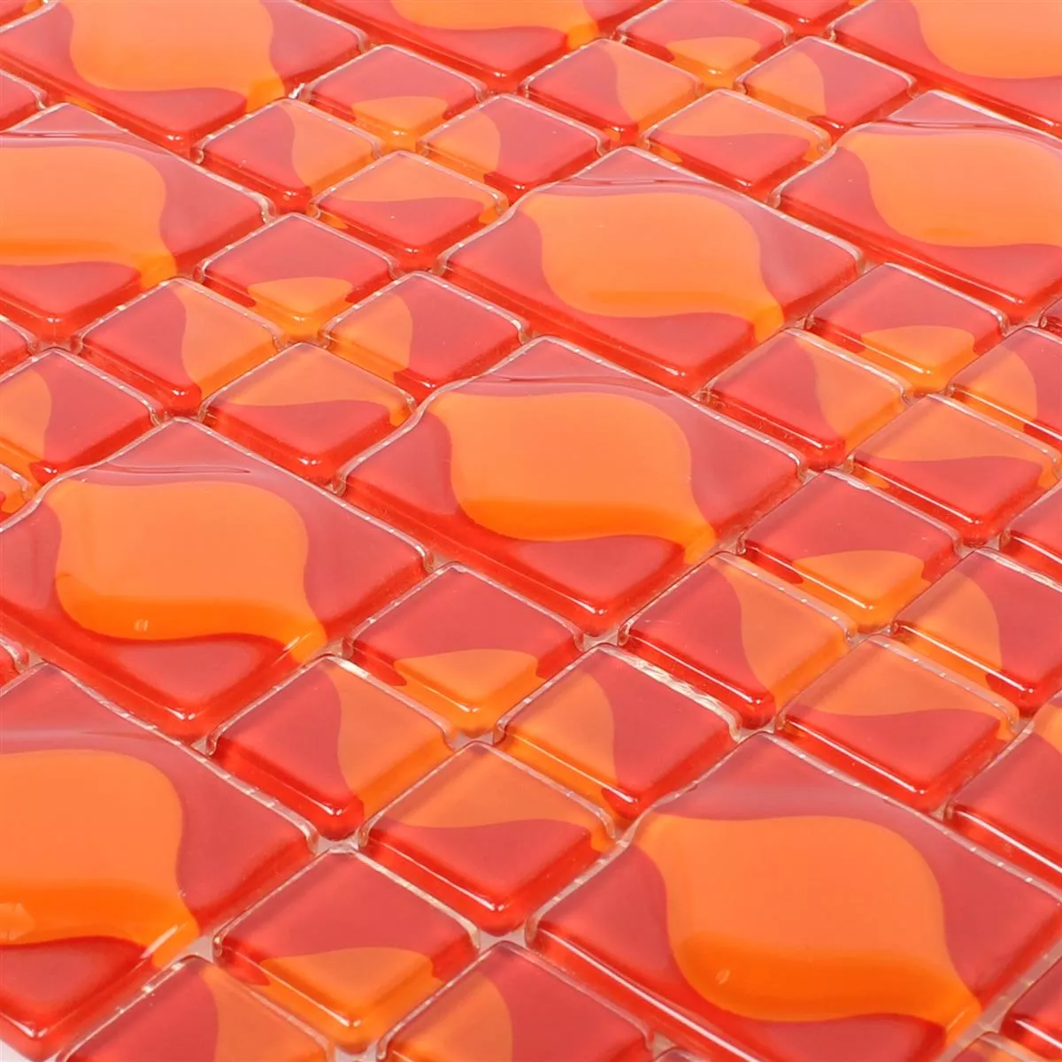 Glasmosaik Plattor Nokta Röd Orange 3D