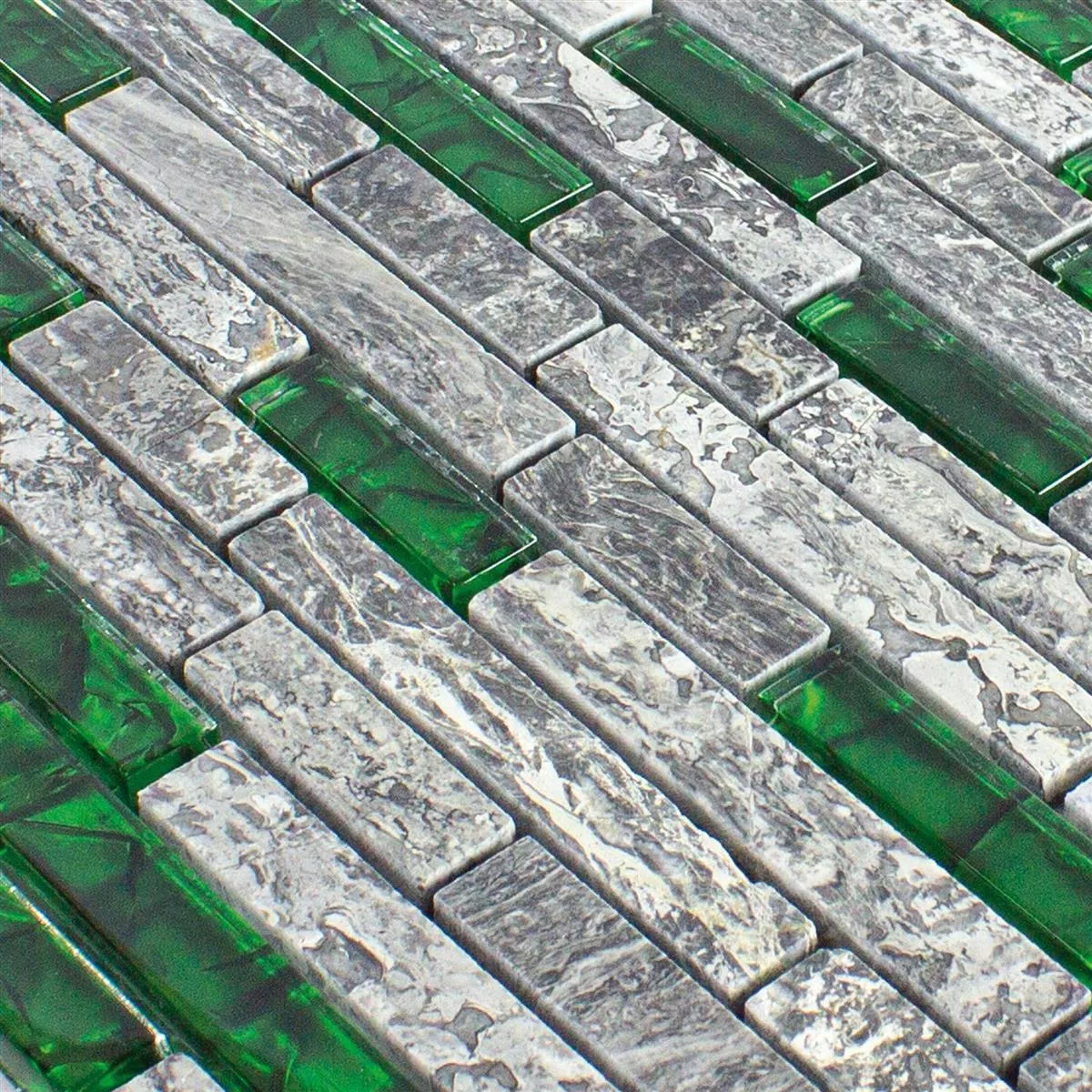 Prov Glasmosaik Natursten Kakel Manavgat Grå Grön Brick