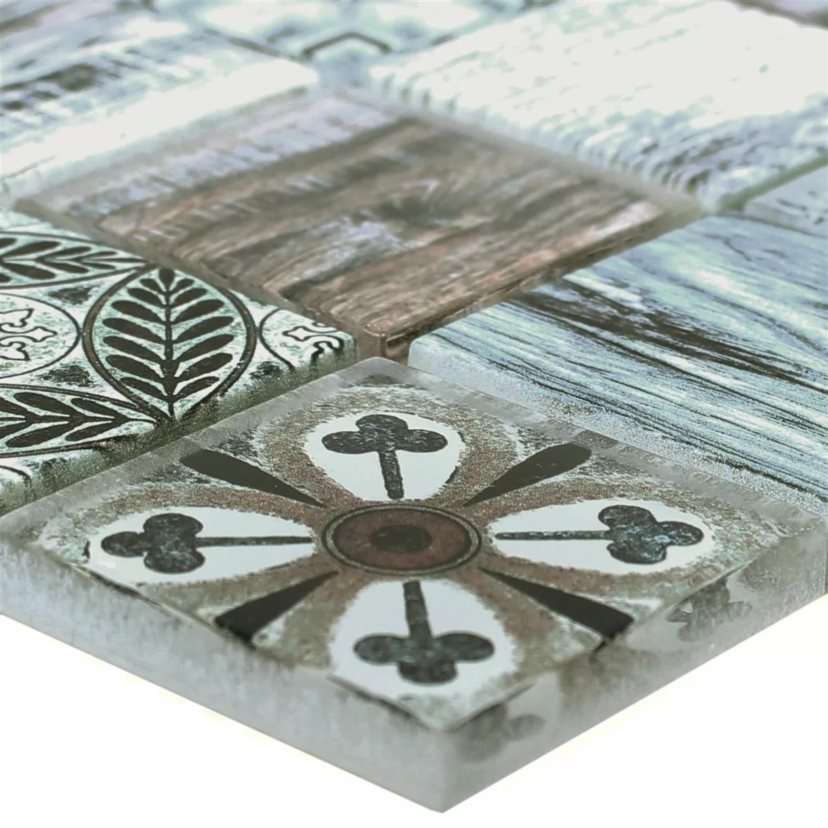 Glasmosaik Plattor Träimitation Makarska Blå Glasmosaik Plattor Träimitation Makarska Blå