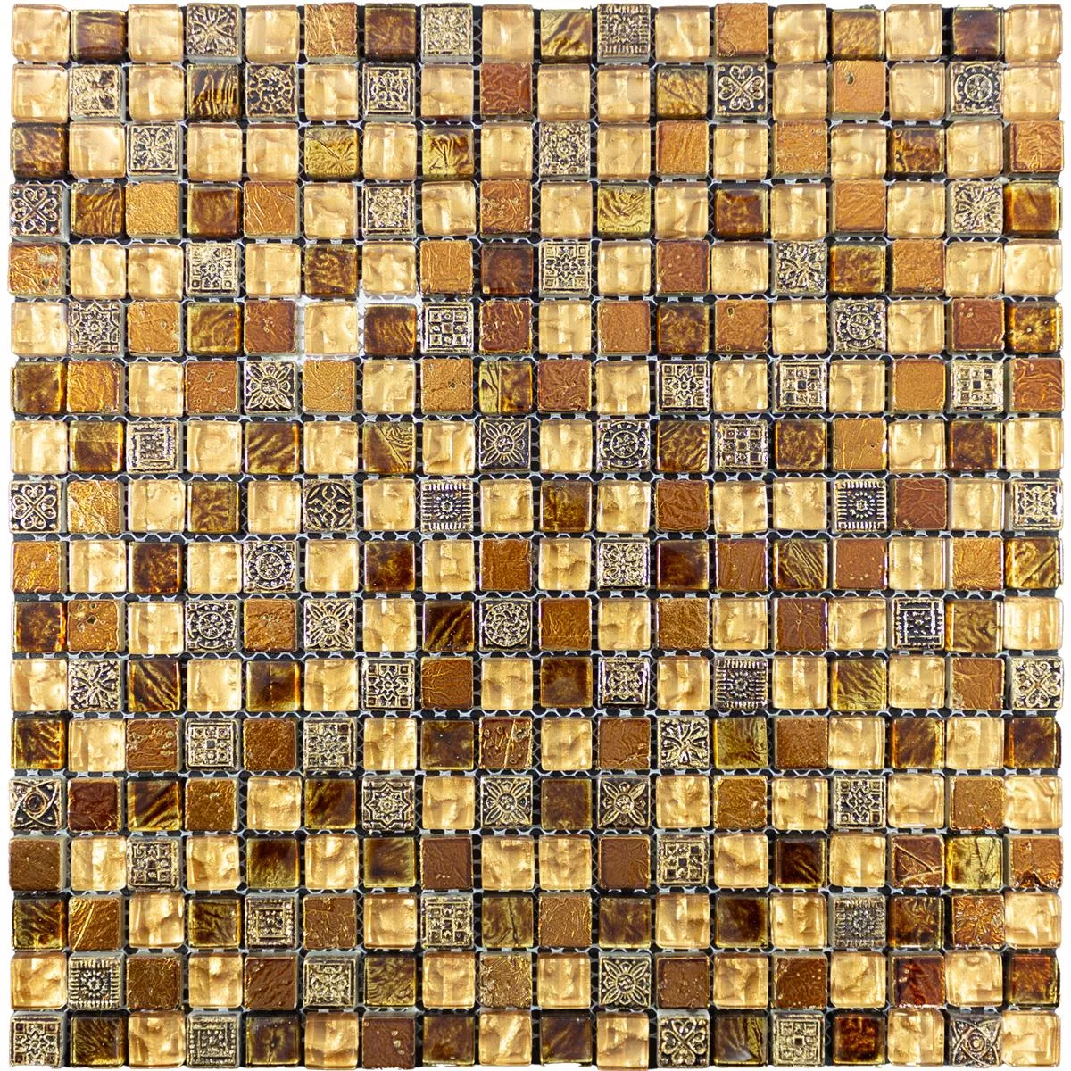Glas Marmor Mosaik Majestic Brun Guld