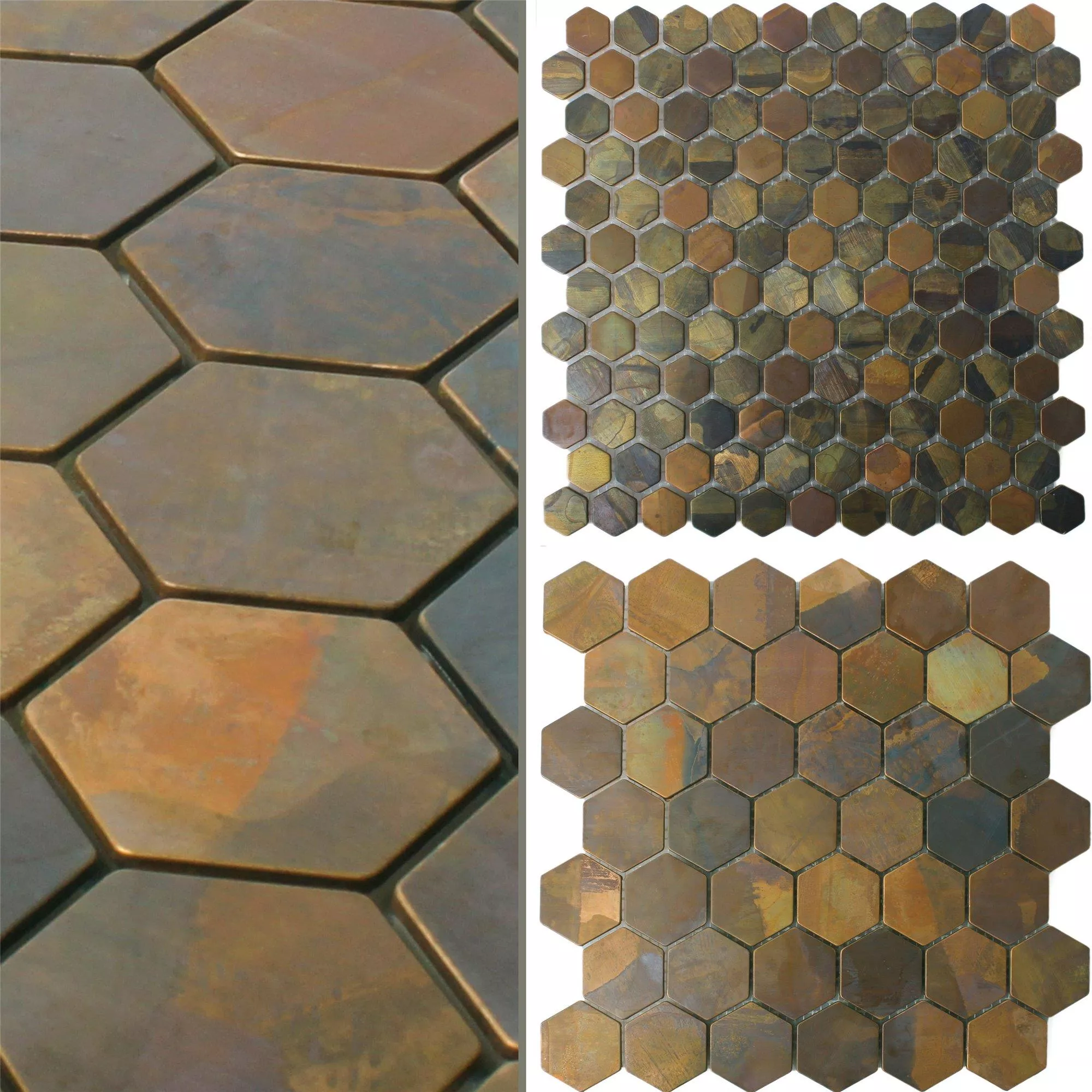 Prov Mosaik Koppar Merkur Hexagon Brun