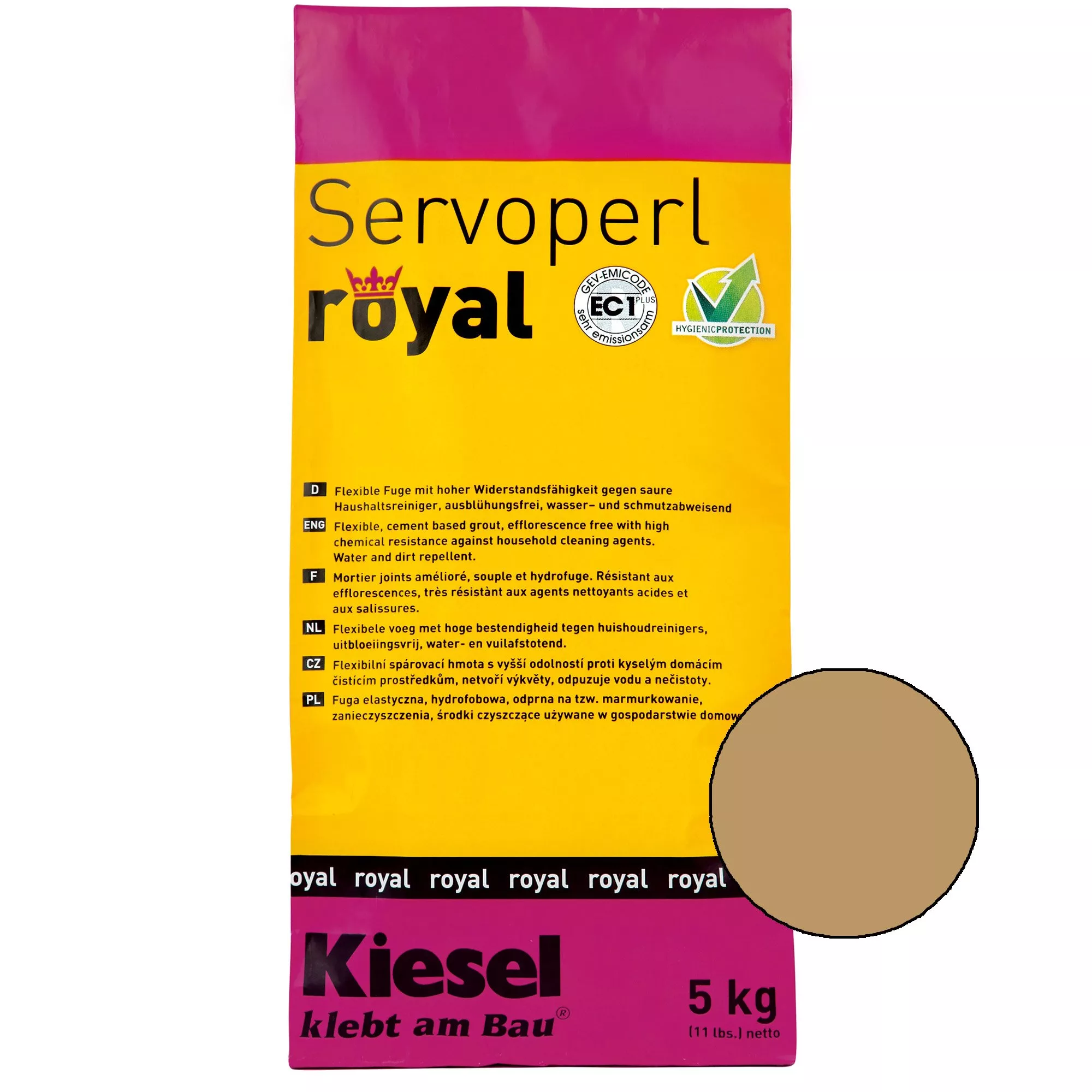 Kiesel Servoperl Royal - Flexibel, Vatten- Och Smutsavvisande Fog (5KG Ljusbrun)
