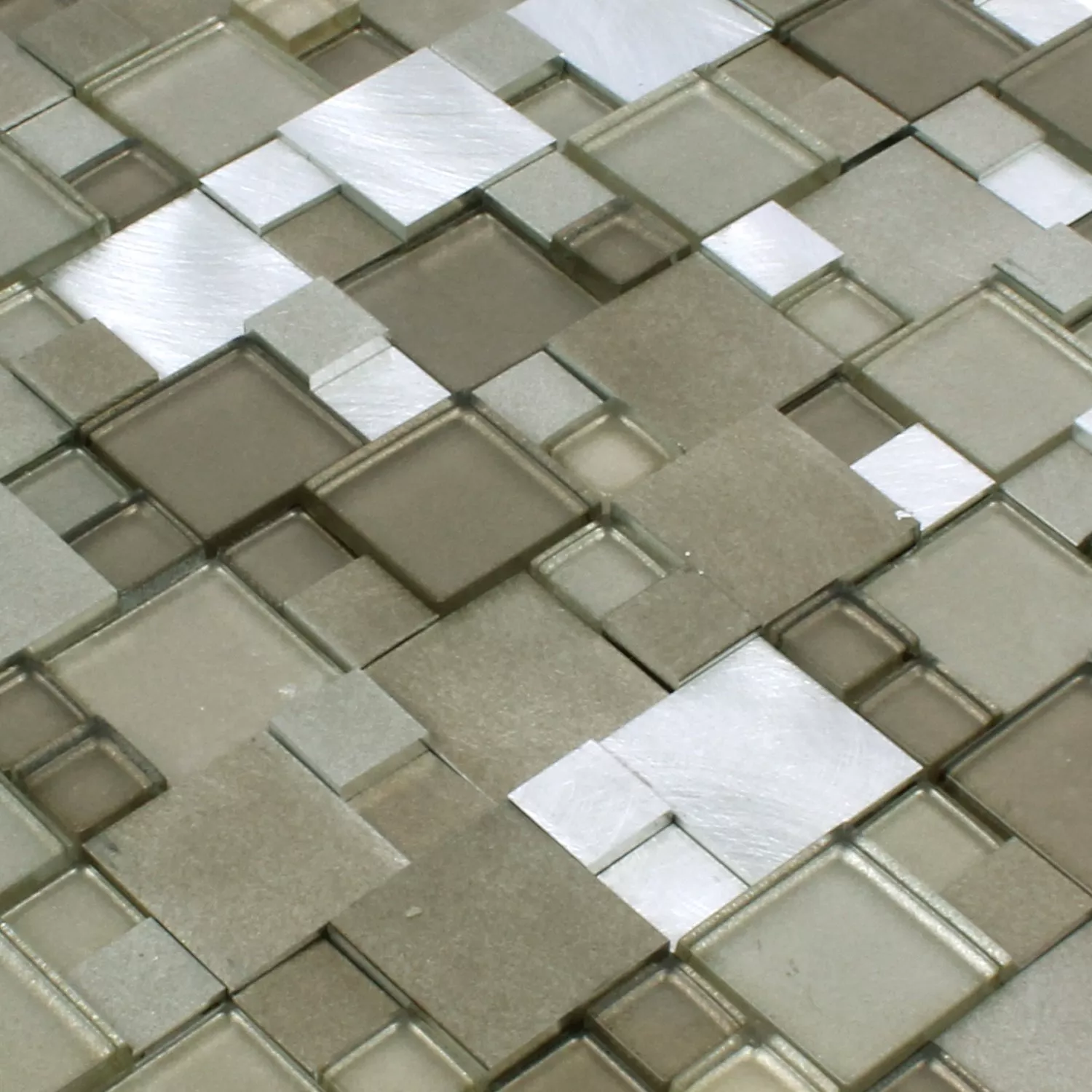 Mosaik Glas Aluminium Condor 3D Brun Mix