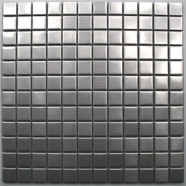 Mosaik Rostfritt Stål Silver Borstat Kvadrat 23
