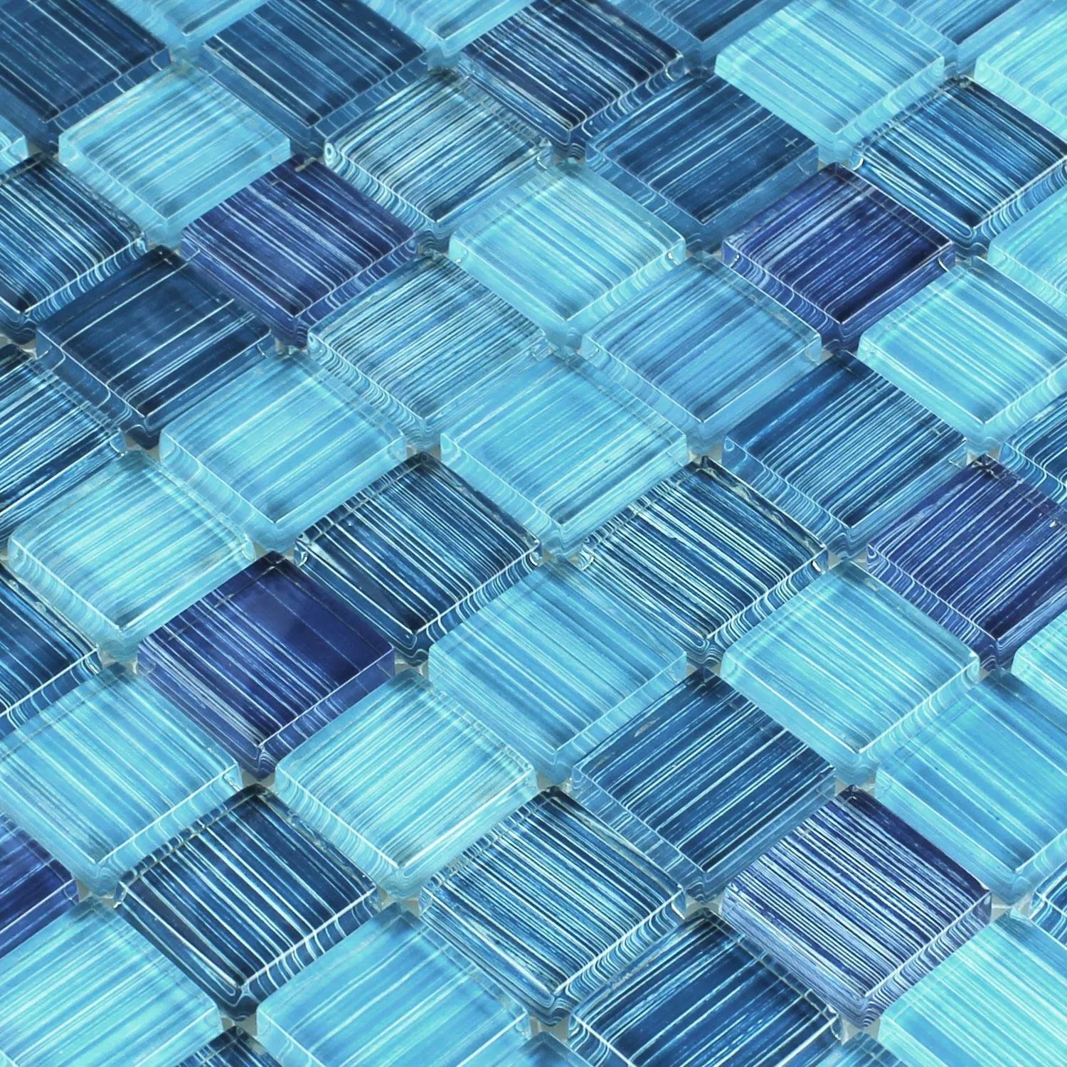 Prov Kristall Glasmosaik Randig Kakel Blå Mix