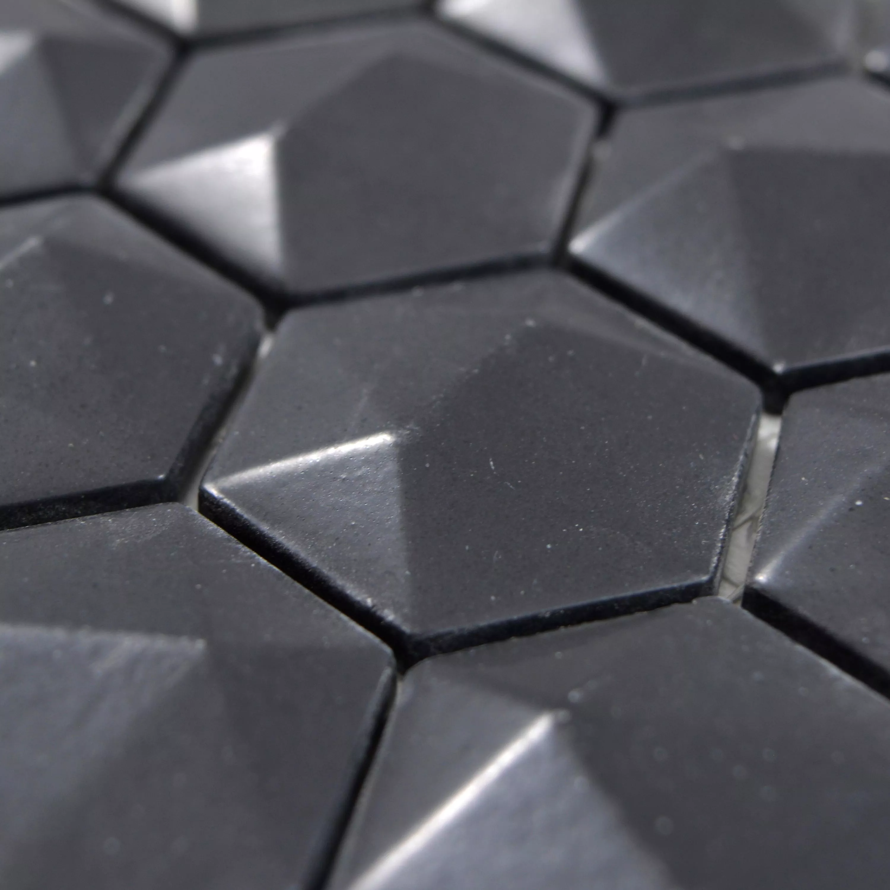 Prov Glasmosaik Plattor Benevento Hexagon 3D Svart