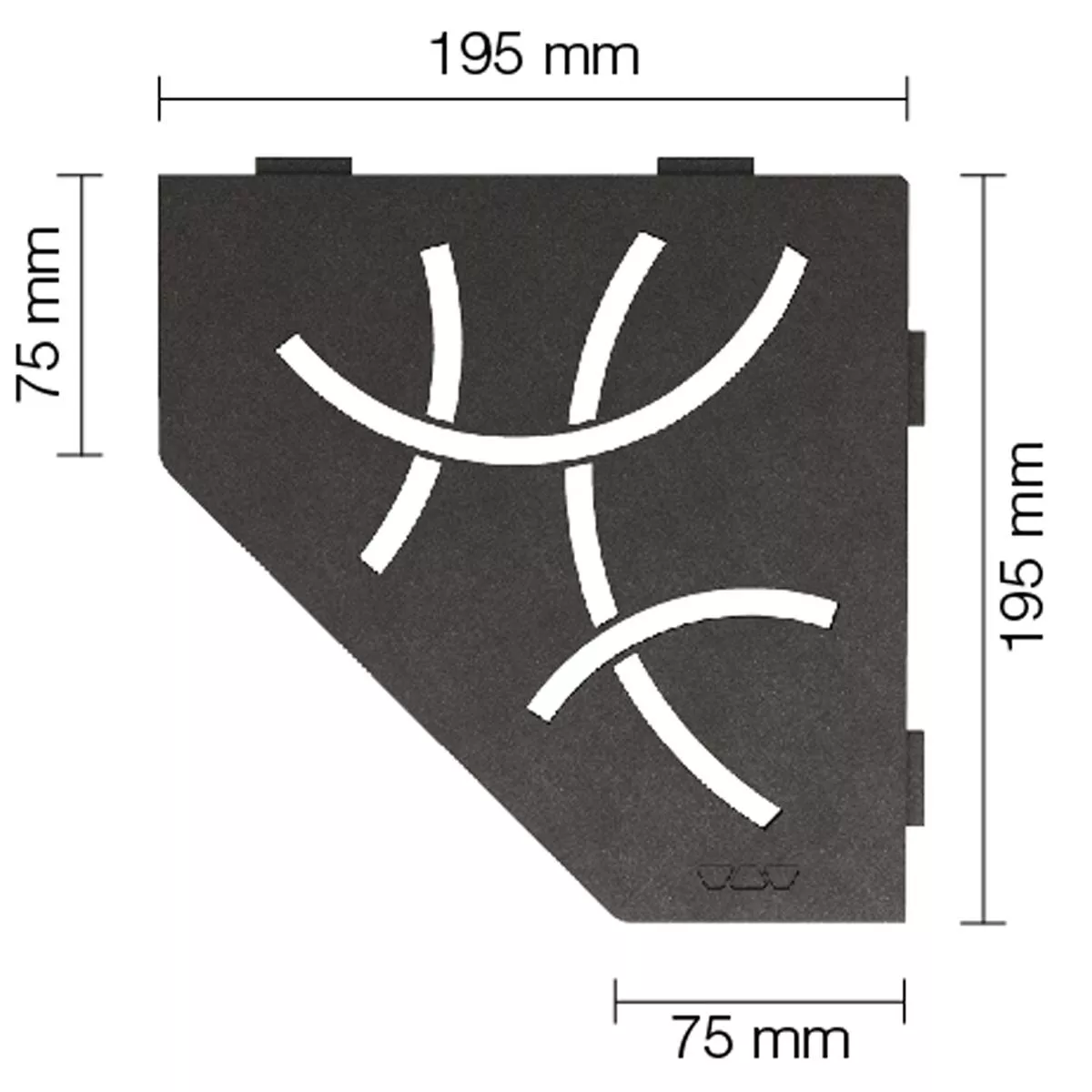 Vägghylla duschhylla Schlüter 5eck 19,5x19,5cm Curve antracit