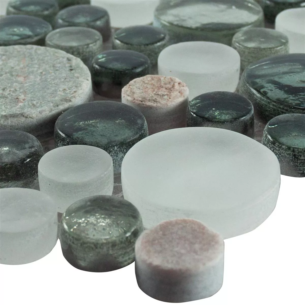 Glas Natursten Mosaik Stonewater Grå Blå Mix