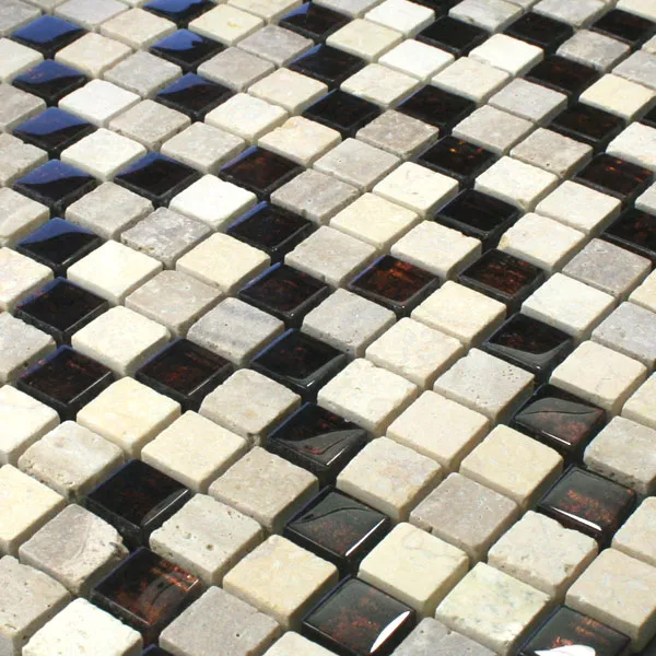Mosaik Glas Marmor Metall Plattor 15x15x8mm Beige