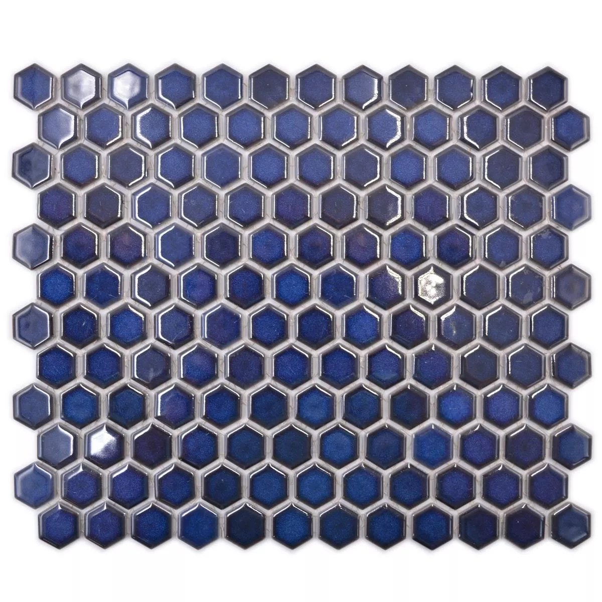 Prov från Keramikmosaik Salomon Hexagon Kobolt Blå H23