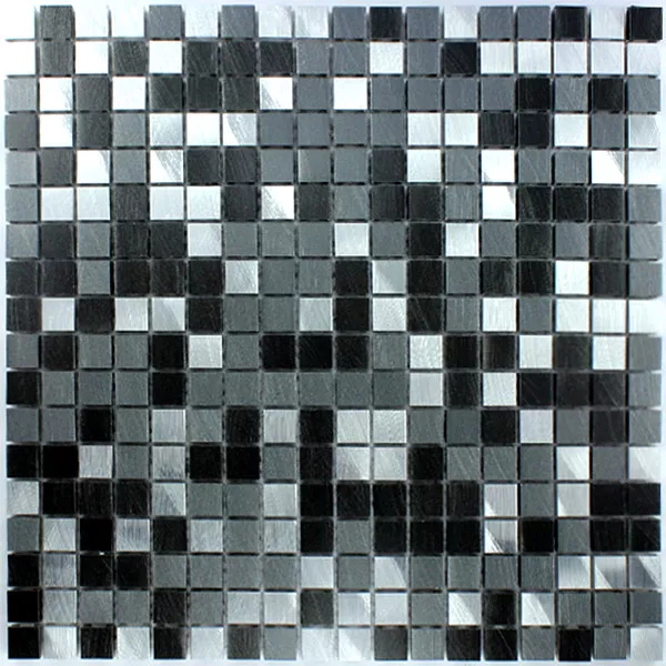 Mosaik Aluminium Svart Silver 15x15x8mm