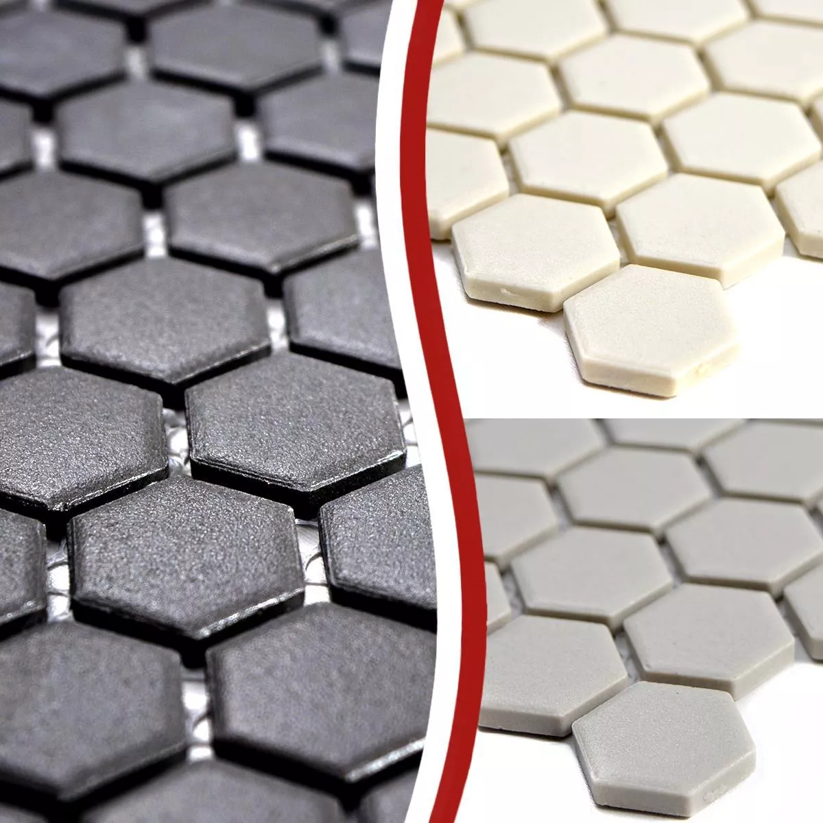 Prov Keramik Mosaik Hexagon Zeinal Oglaserad R10B