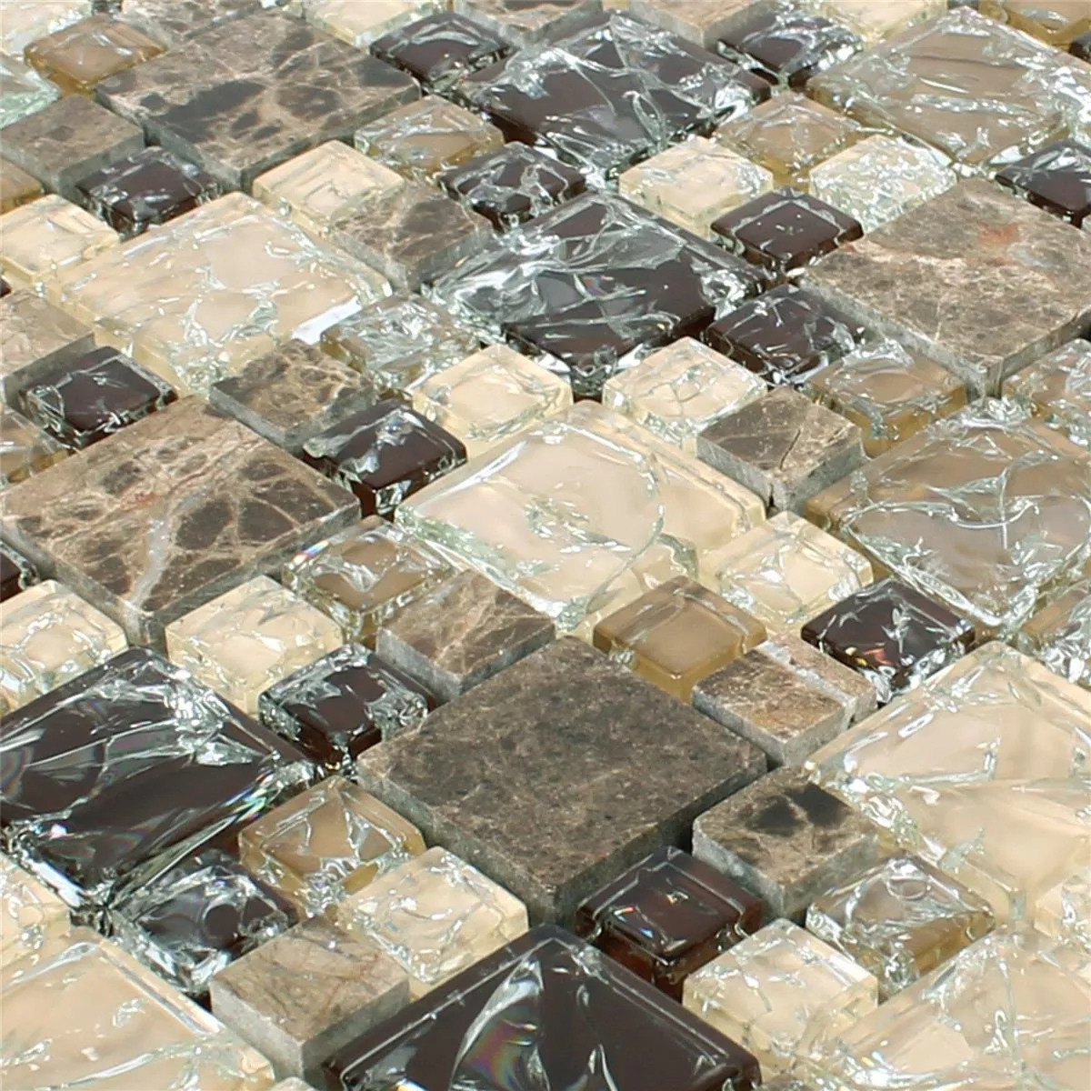 Mosaik Glas Natursten Malawi Dark Emperador 2 Mix