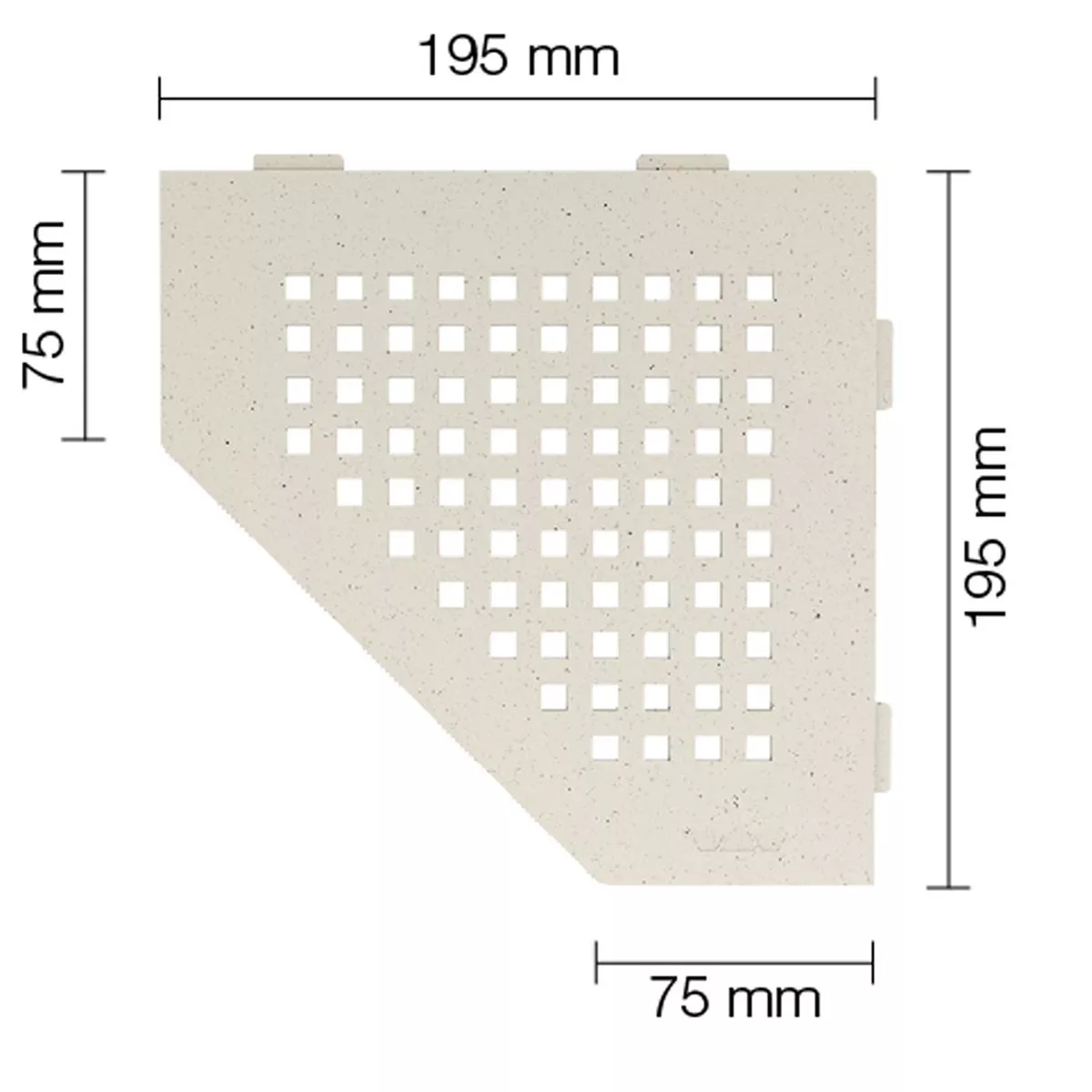 Vägghylla duschhylla Schlüter 5eck 19,5x19,5cm fyrkantig elfenben