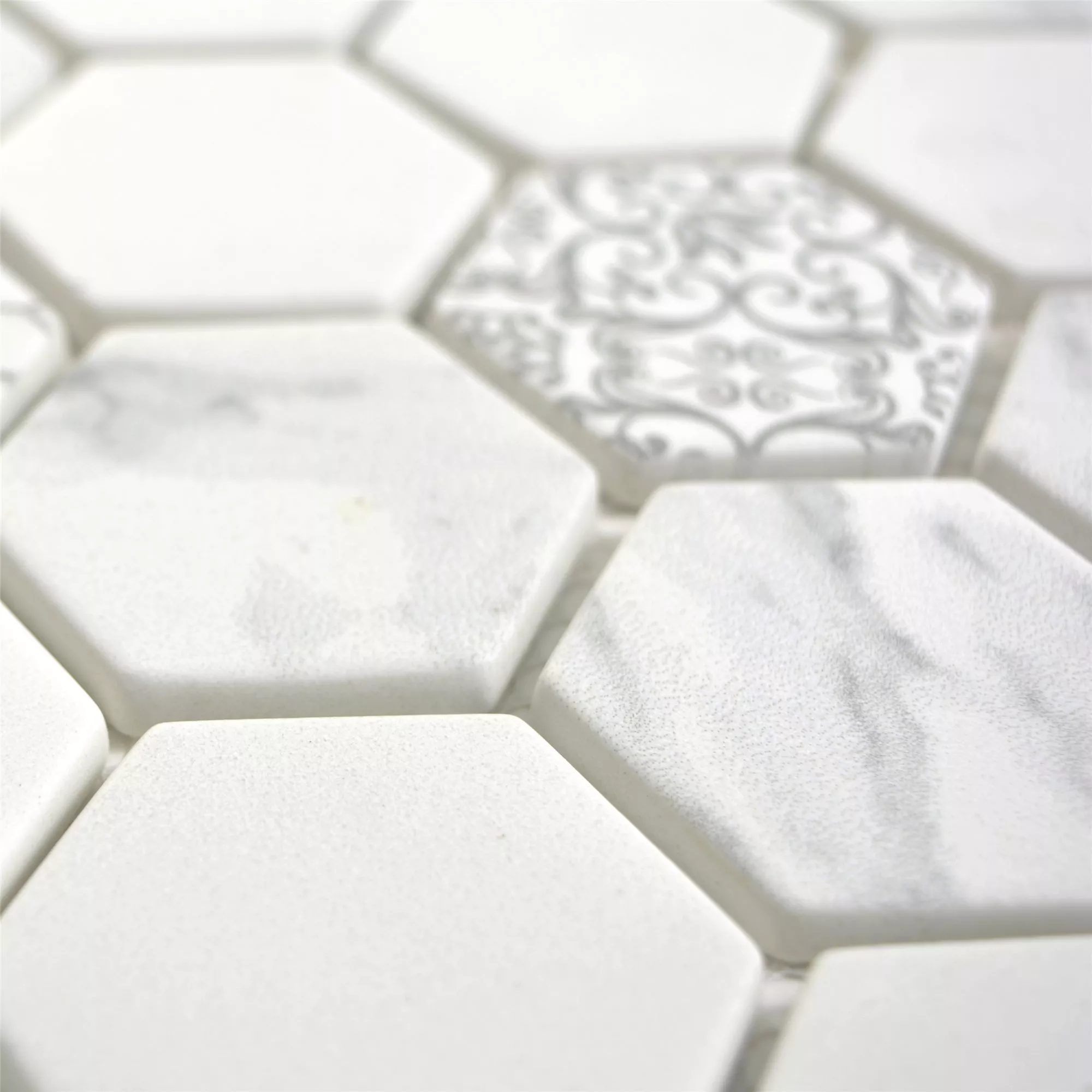 Prov Glasmosaik Plattor Acapella Carrara Hexagon