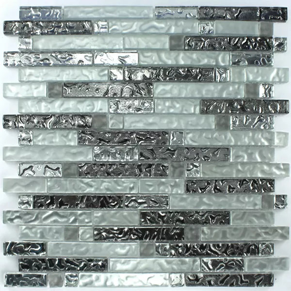 Glasmosaik Silver Metall