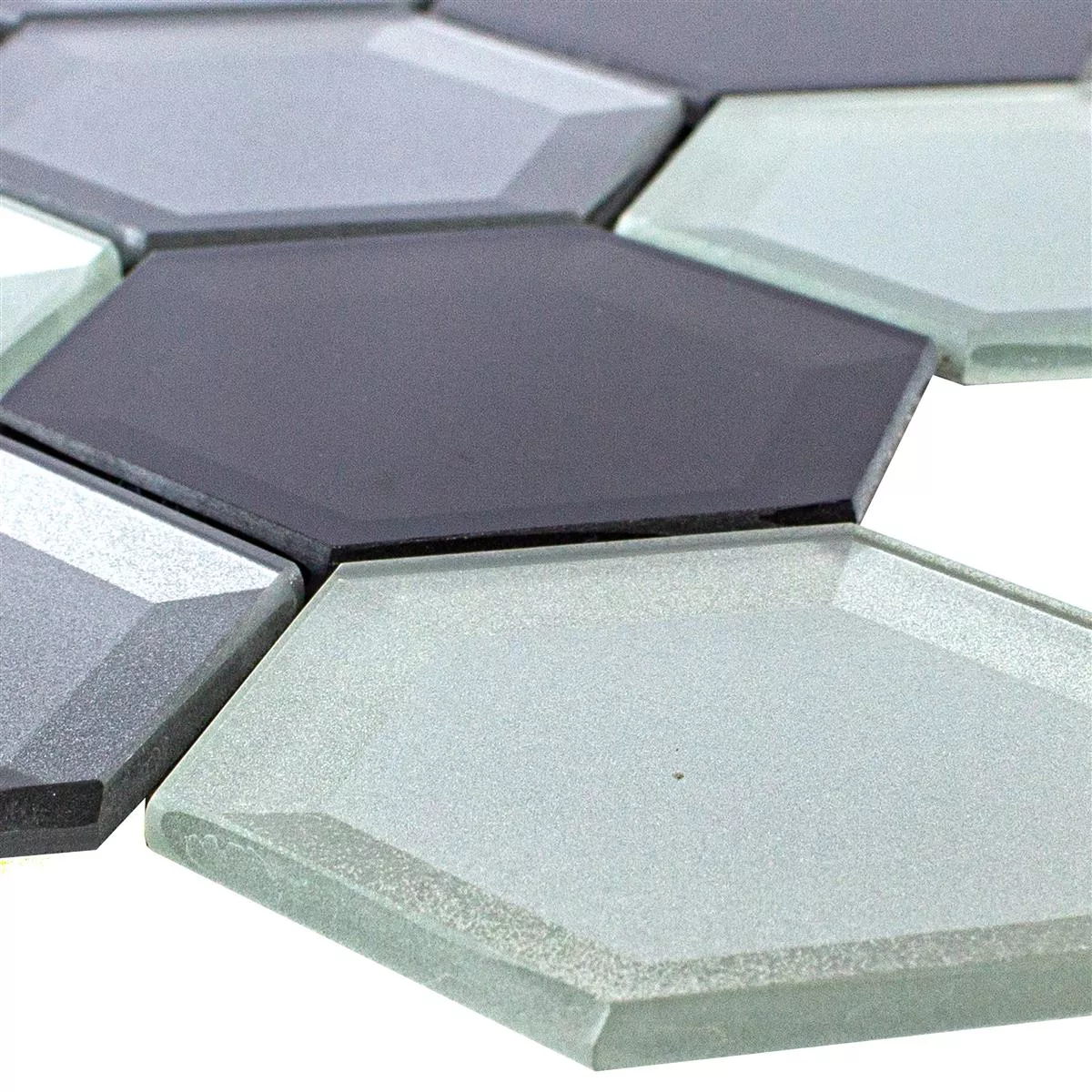 Glasmosaik Melfort Hexagon Brun Silver Turkos