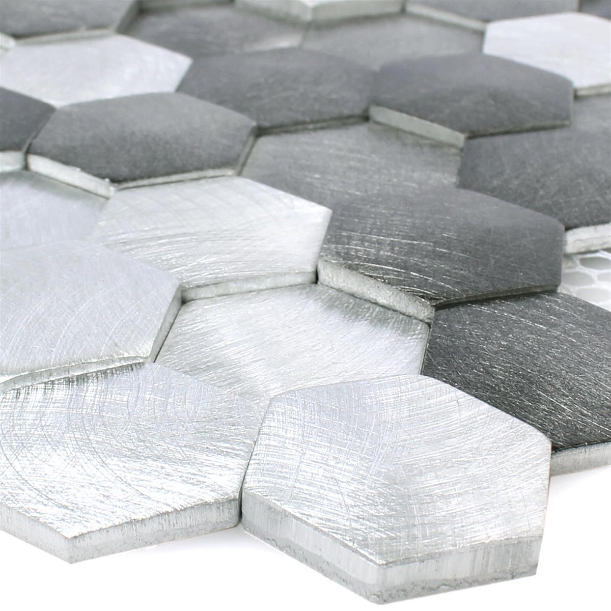 Mosaik Sindos Hexagon 3D Svart Silver