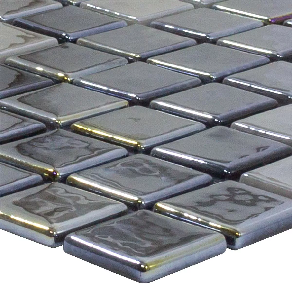 Prov Glasmosaik Plattor Silvertown Antracit Metallic 25x25mm