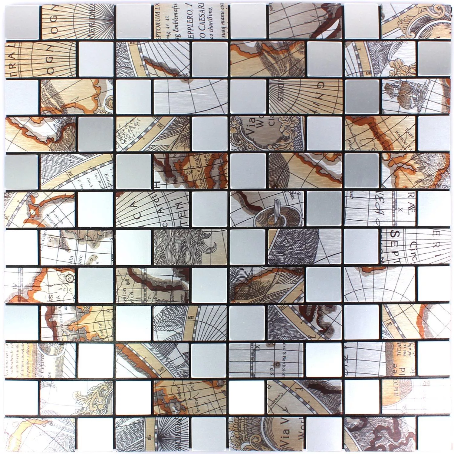 Prov Mosaik Metall Självhäftande Pinta Silver Rektangel