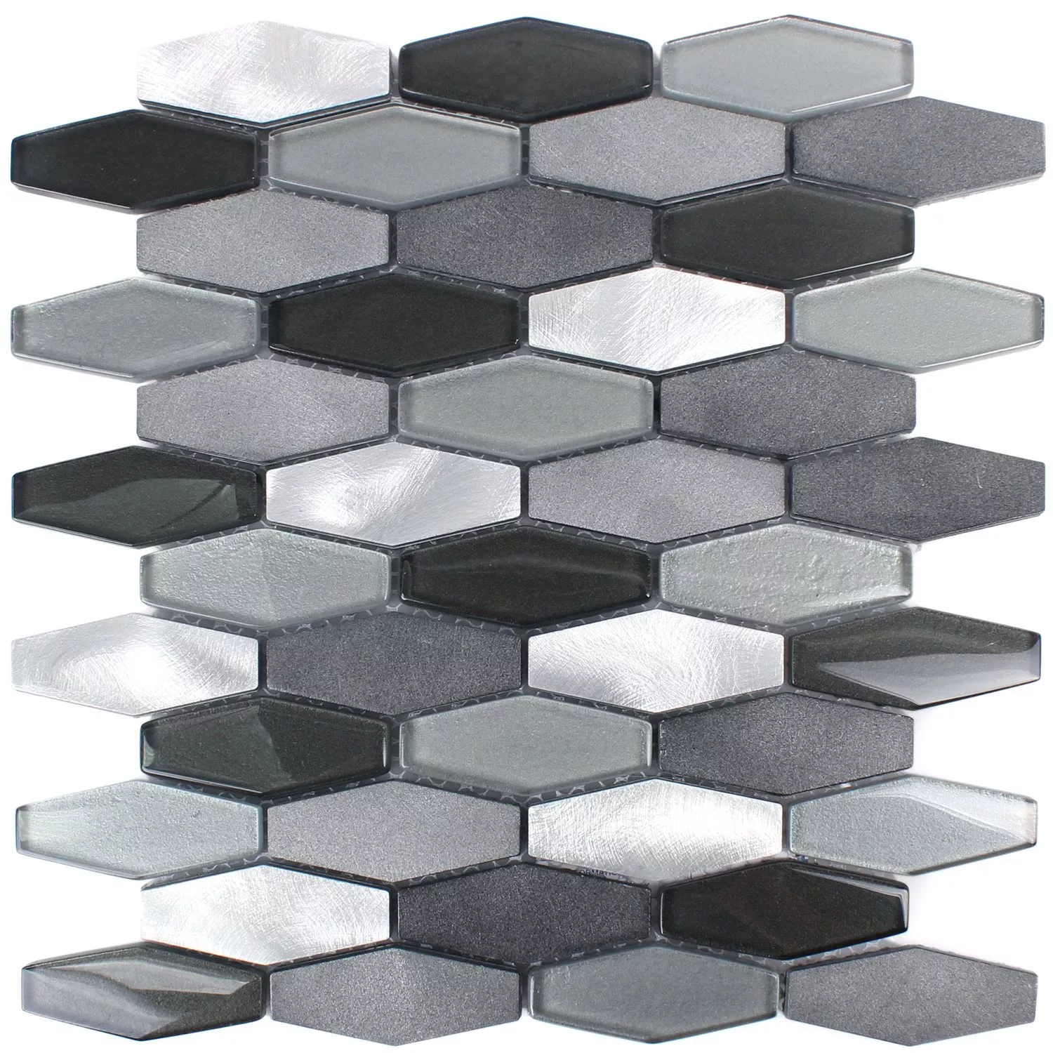 Prov Mosaik Hexagon Lupo Svart Silver